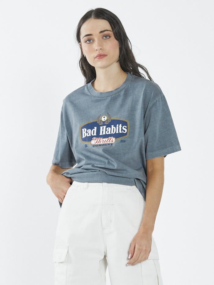 Thrills Bad Habits Die Hard Merch Fit Tee AIRFORCE BLUE