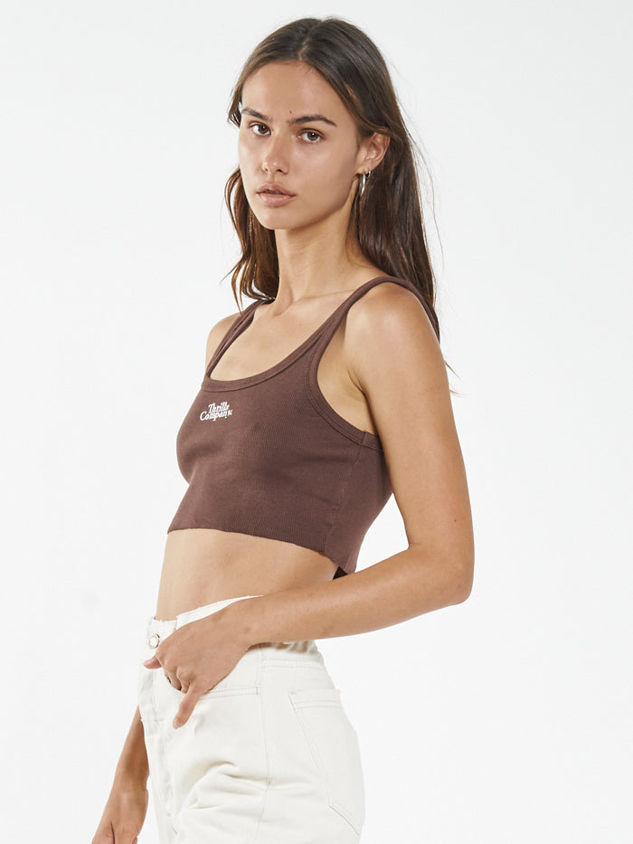 Thrills Contrasting Stack Crop Retro Tank Mahogany