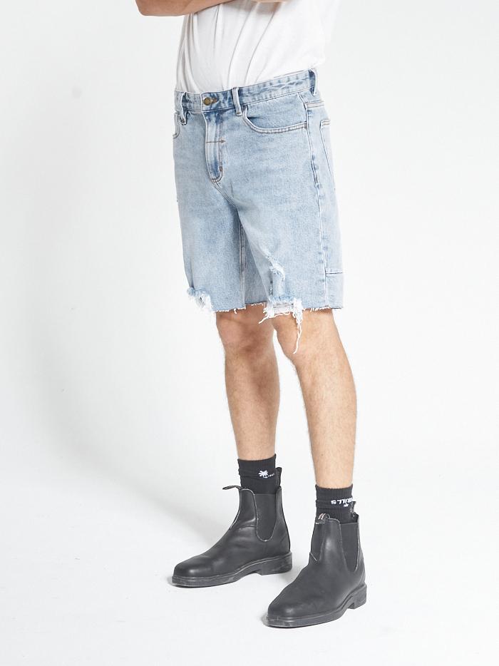 Thrills Destroyed Bones Denim Short - Aged Blue Aged blue