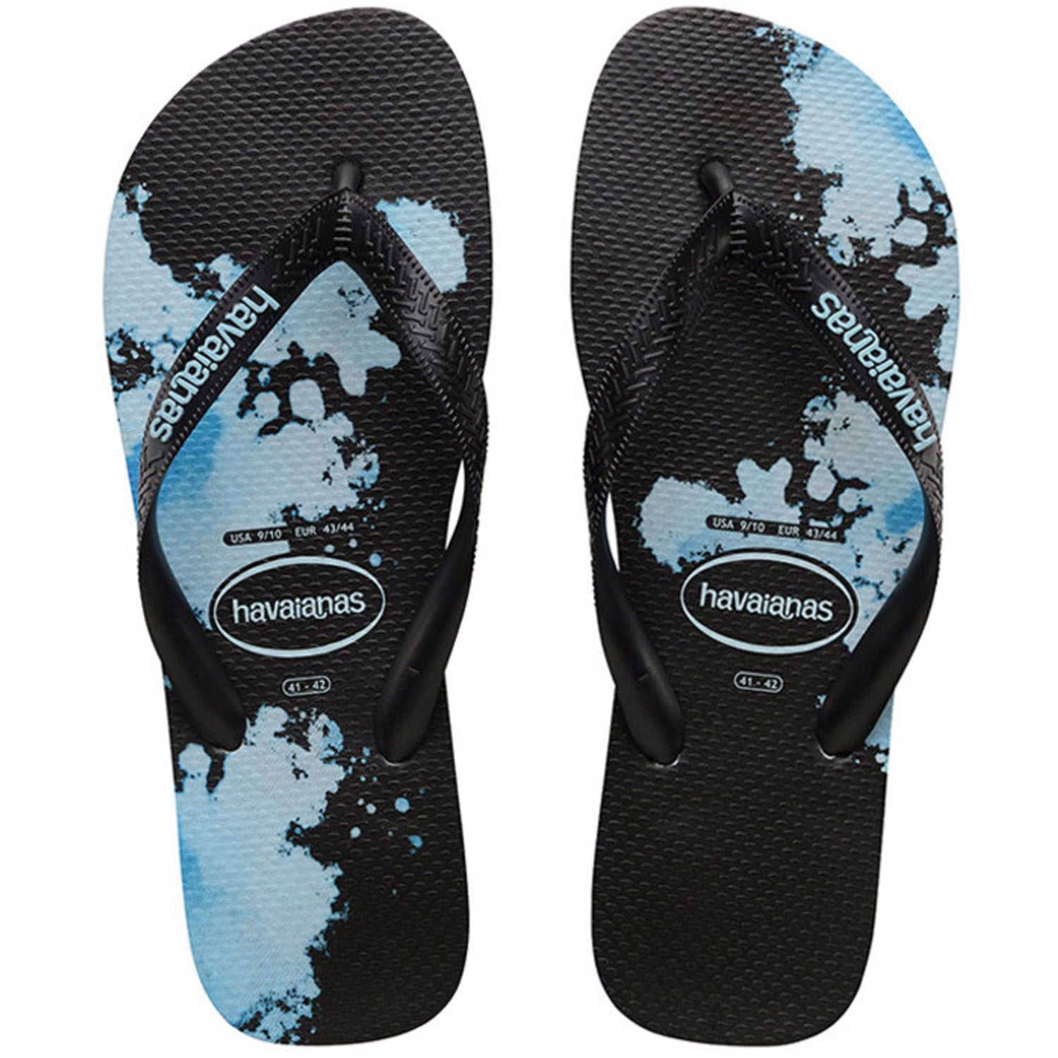 Top Print Amp Thongs Black Blue