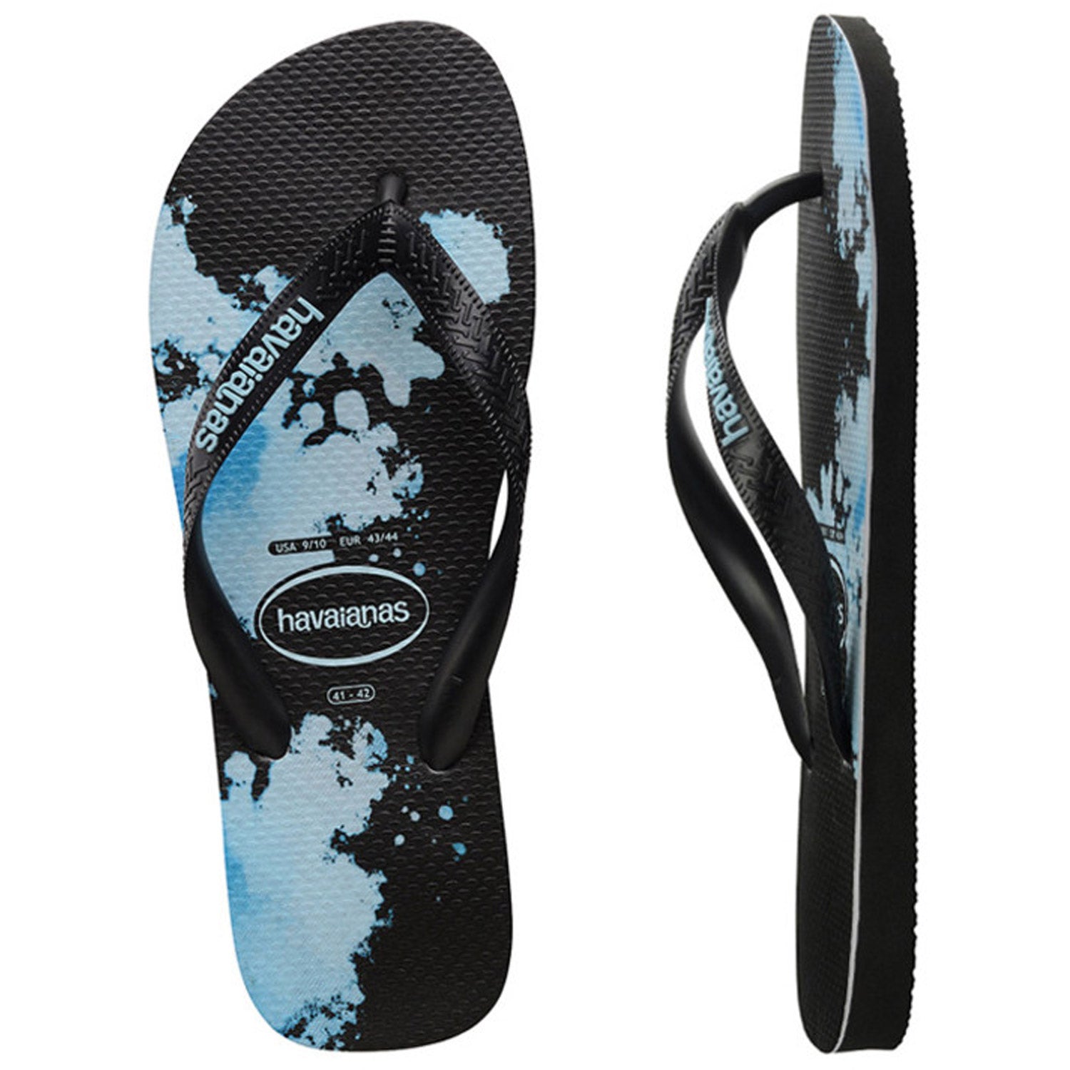 Top Print Amp Thongs Black Blue