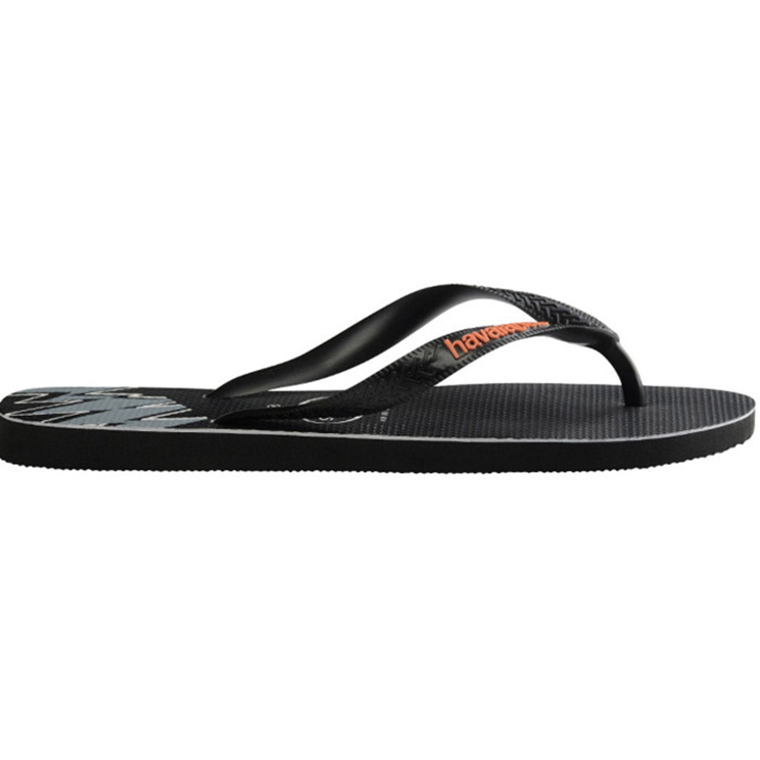 Top Print Splice Thongs Black Begonia Orange