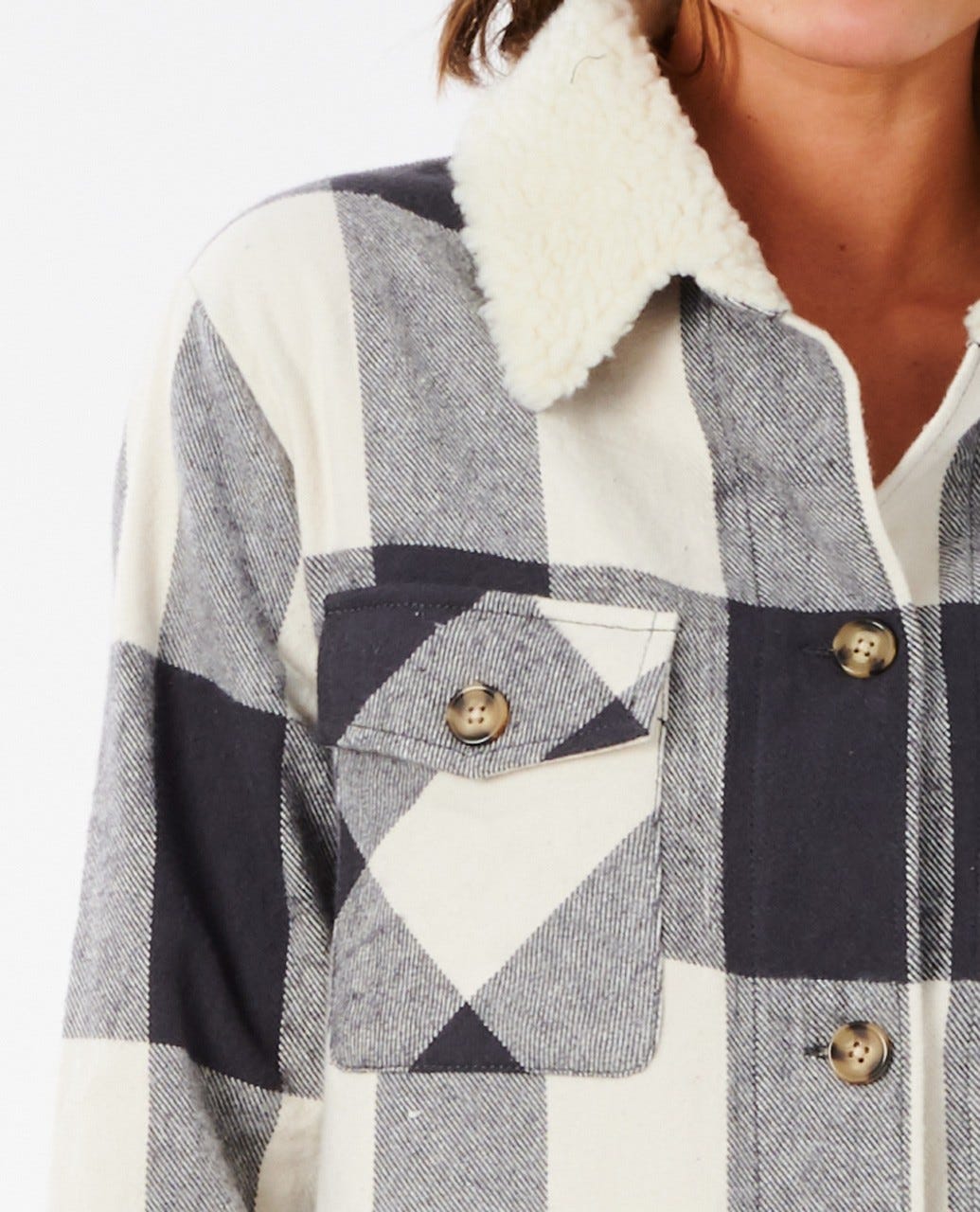 Rip Curl Kansas Check Shacket Black/white