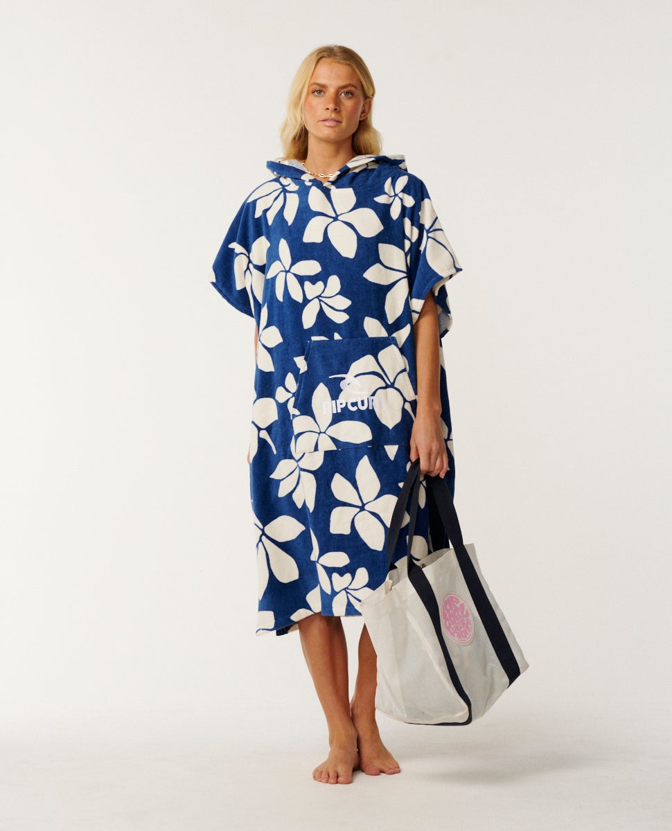 Mixed Hooded Towel Mid Blue/Off White - Image 4
