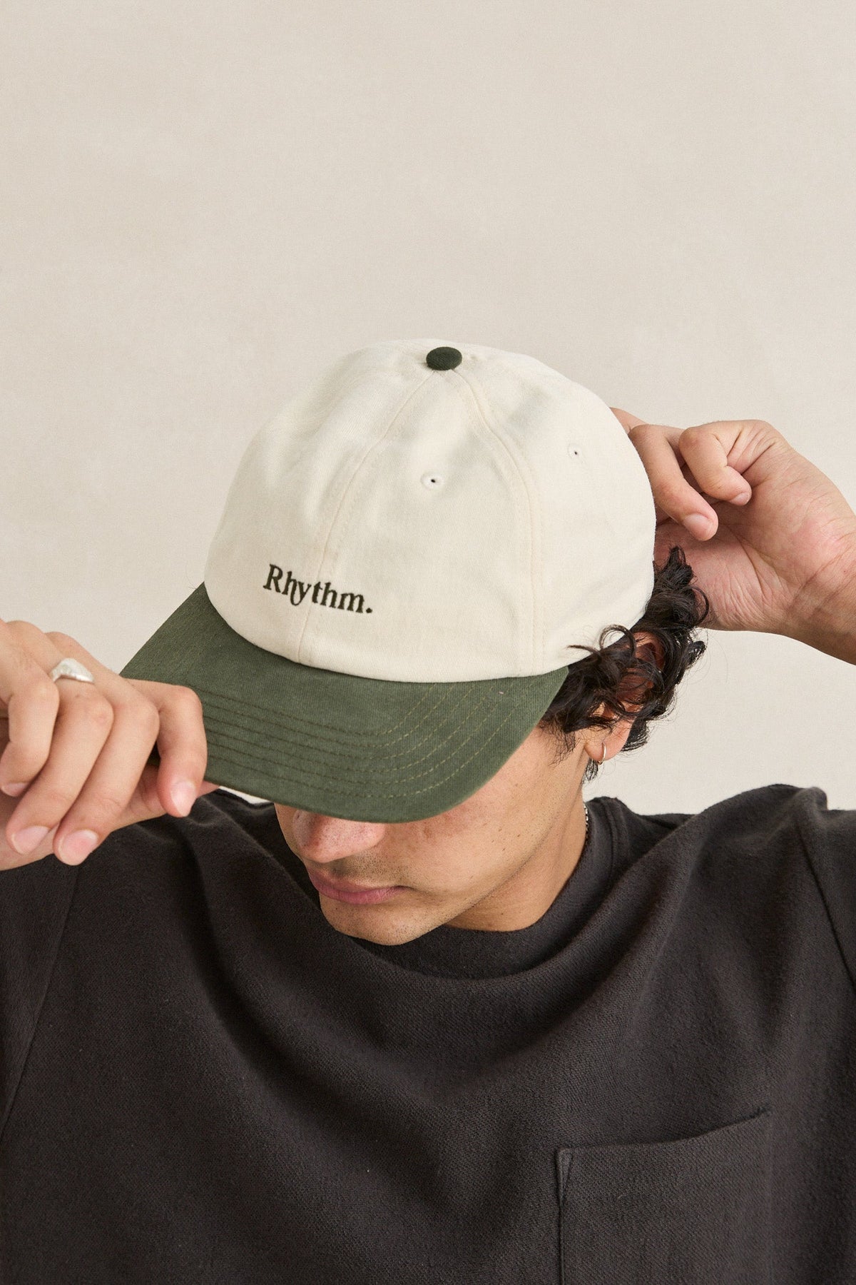 Mens Essential Brushed Twill Cap Stone - Image 2