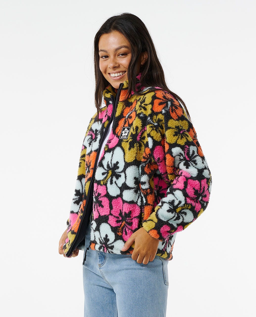 Hibiscus Heat Polar Fleece Zip Through