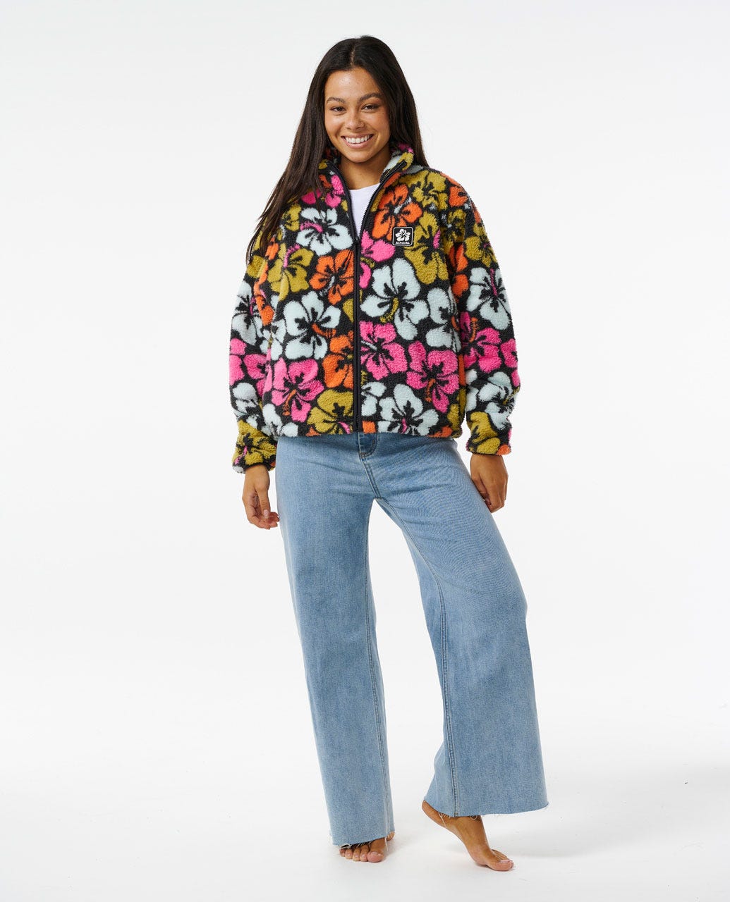 Hibiscus Heat Polar Fleece Zip Through