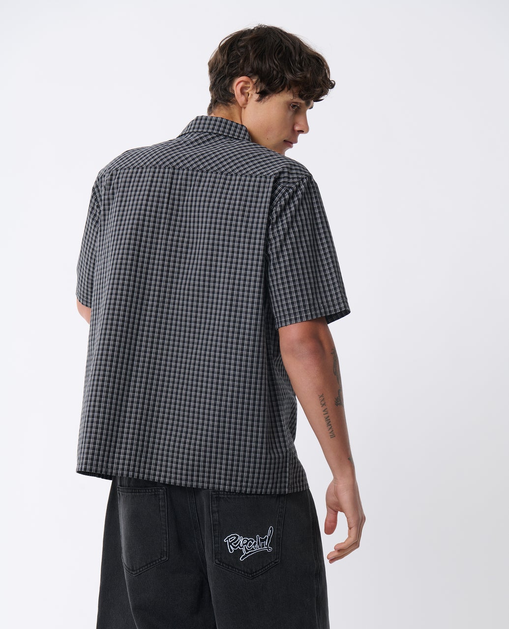 Archive Check Short Sleeve Shirt Black - Image 3