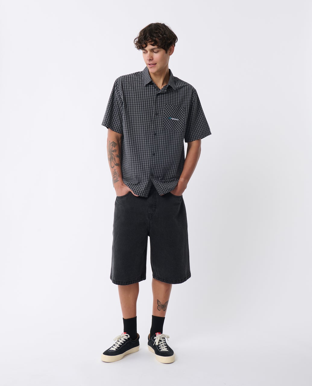 Archive Check Short Sleeve Shirt Black - Image 4