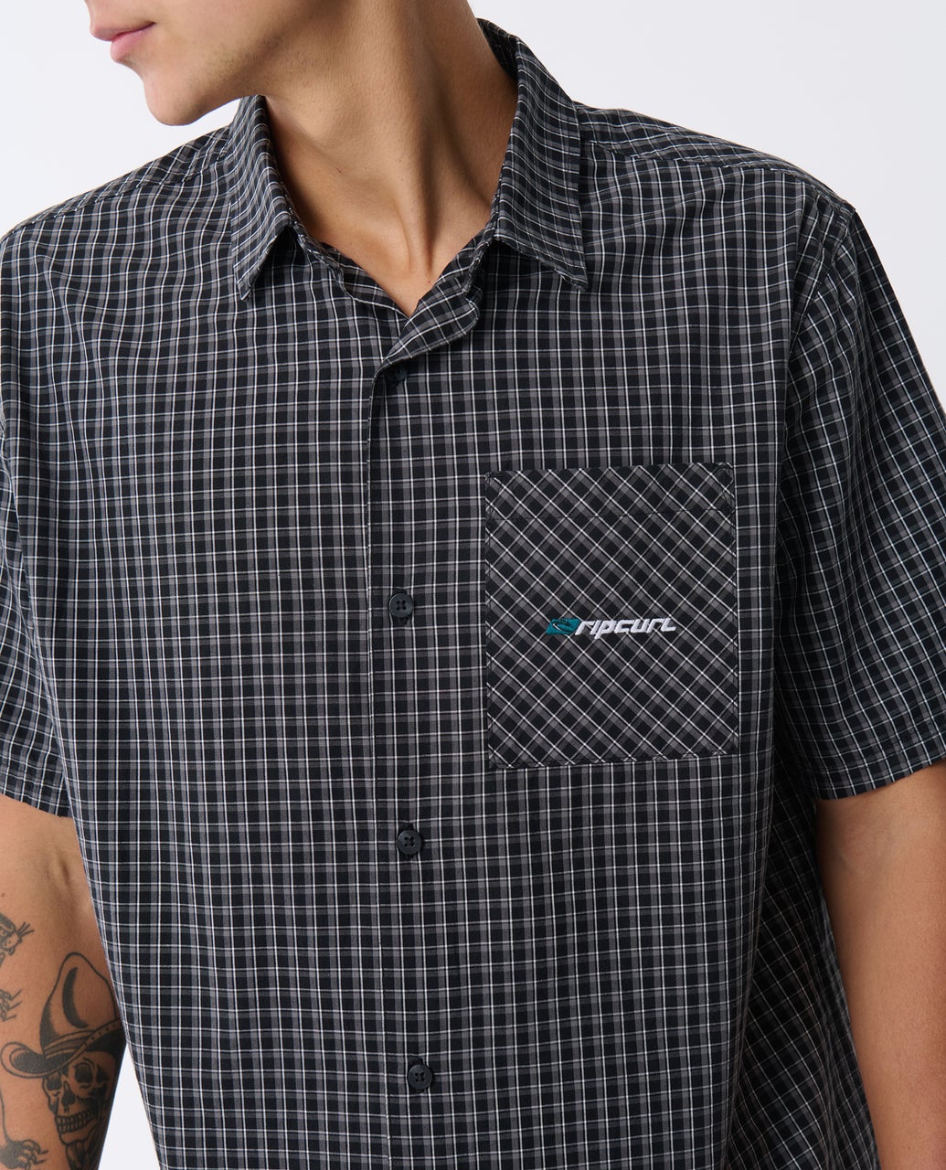 Archive Check Short Sleeve Shirt Black - Image 5