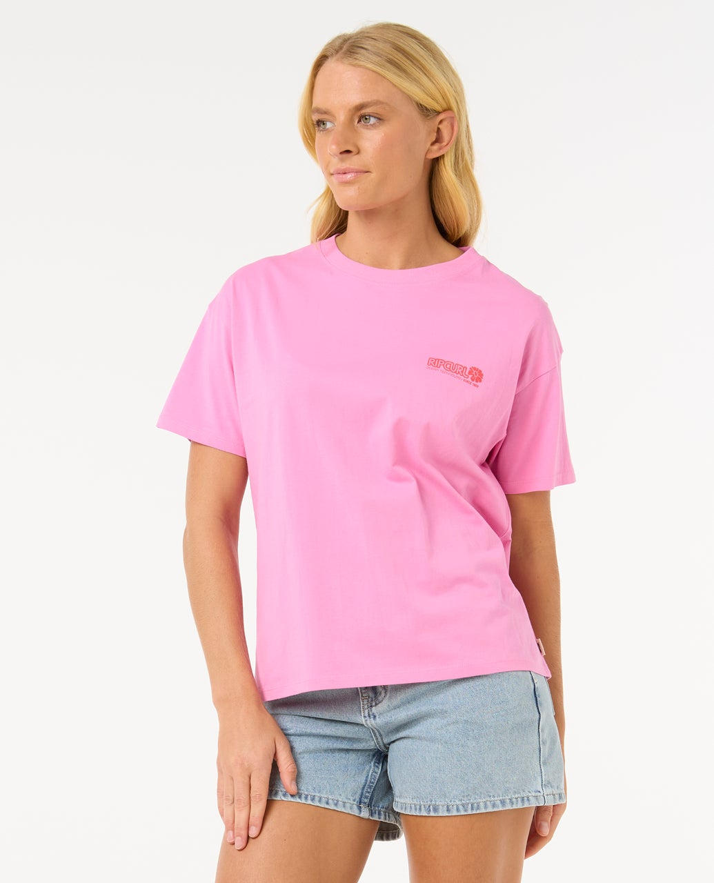 Womens Ocean Tech Relaxed Tee Pink - Image 2