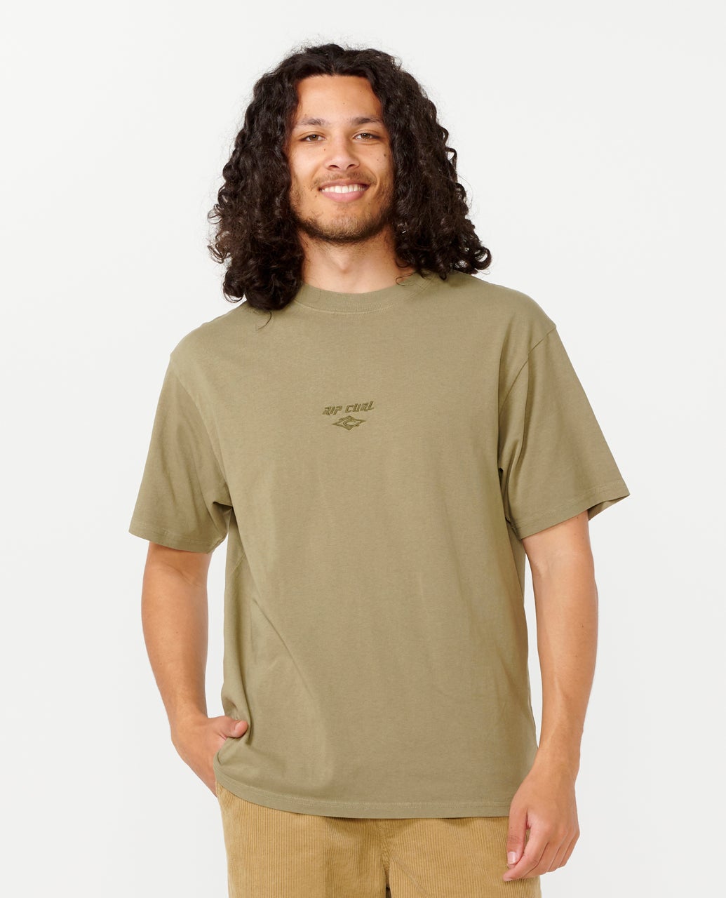 Fade Out Embroid Tee Washed Moss - Image 1