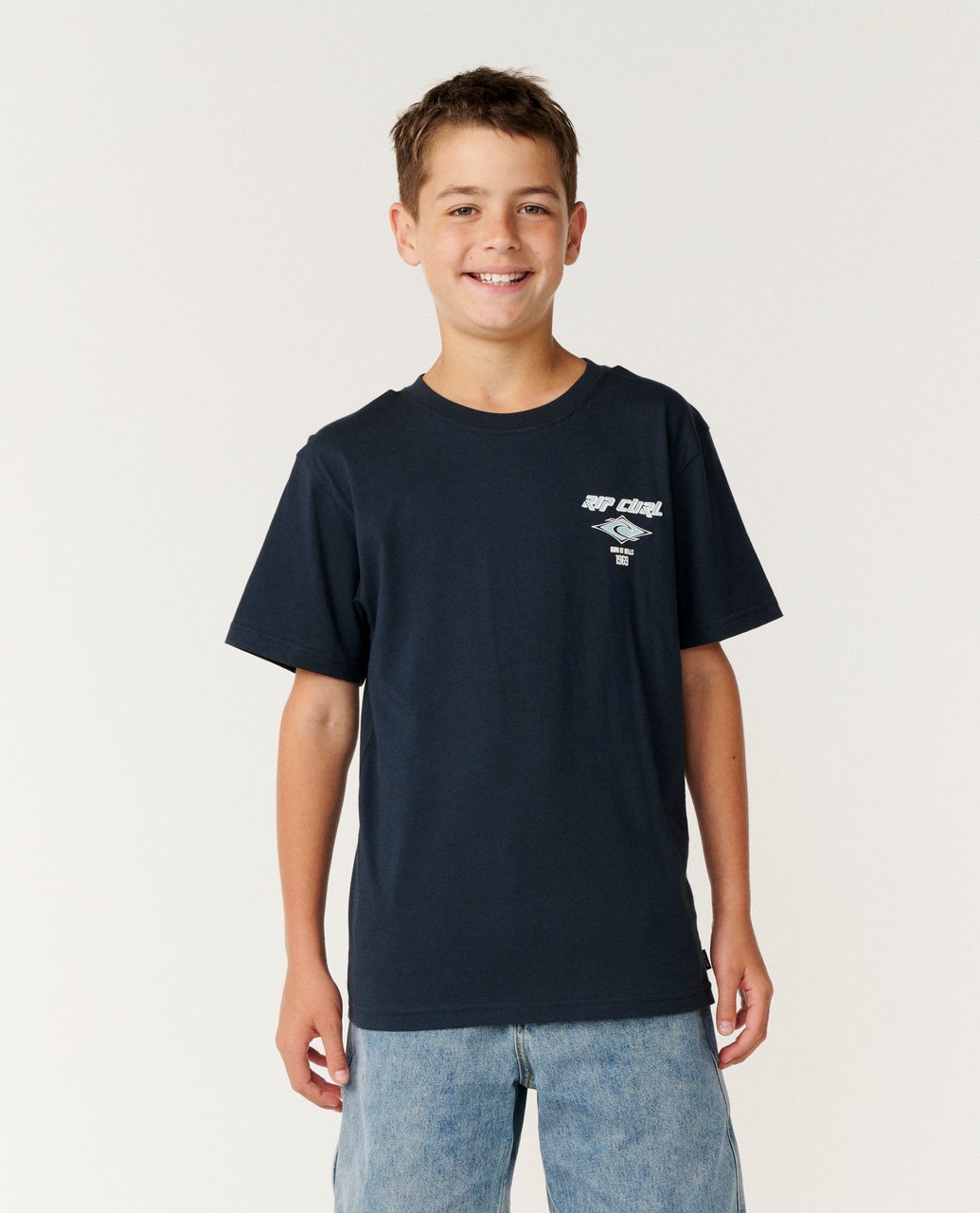 Kids Fade Out Icon Tee Dark Navy - Image 1