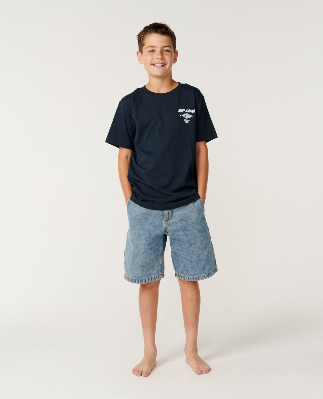 Kids Fade Out Icon Tee Dark Navy - Image 4