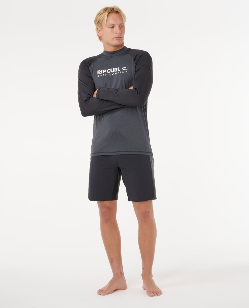 Shock UPF50 Long Sleeve Rash Vest Black Marle - Image 4