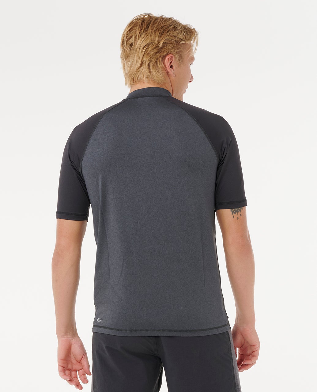 Mens Shock UPF50 Short Sleeve Rash Vest Black Marle - Image 3
