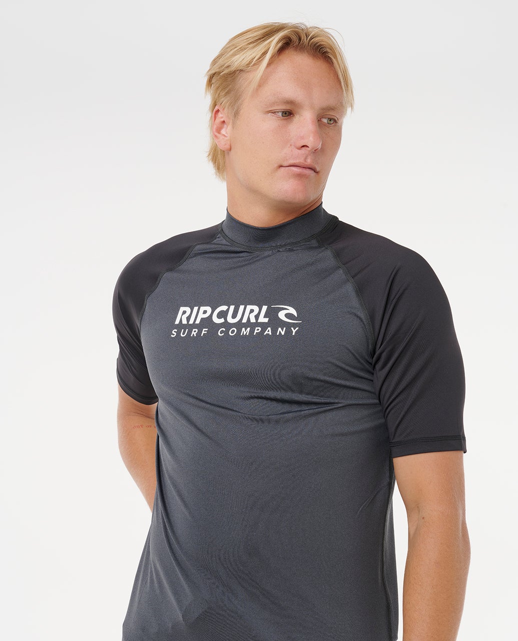 Mens Shock UPF50 Short Sleeve Rash Vest Black Marle - Image 6
