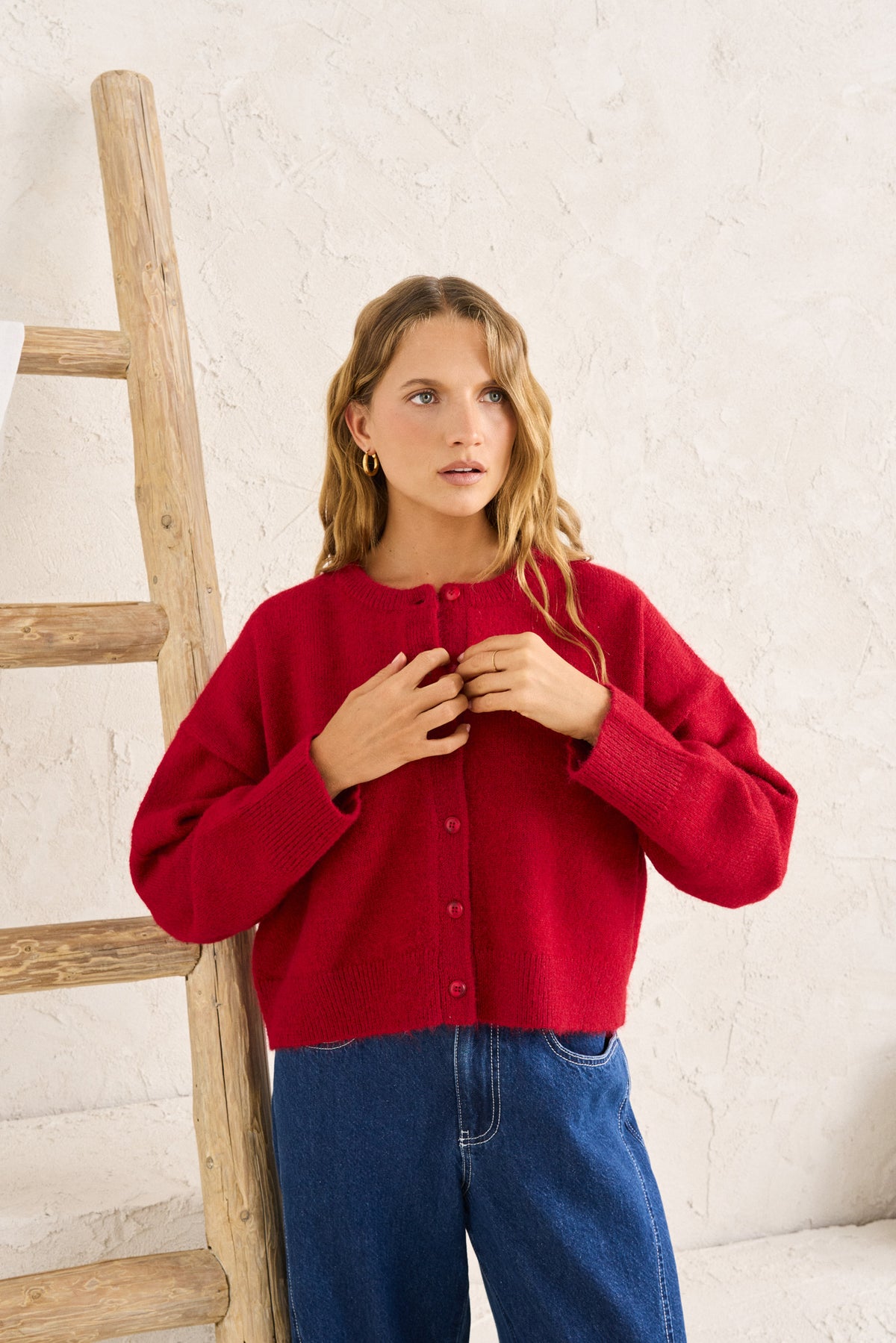 ESTELLE FLUFFY CARDIGAN Chilli - Image 1