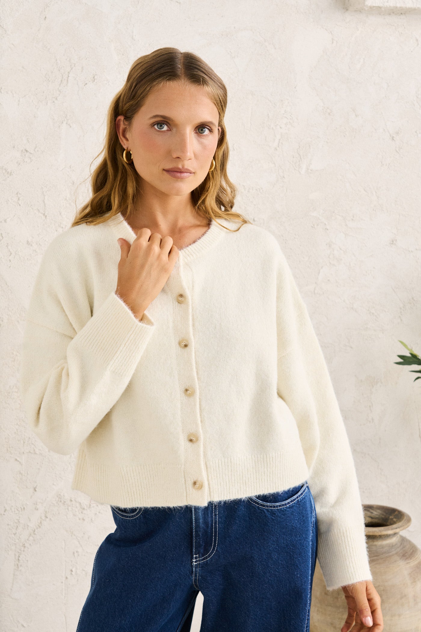 ESTELLE FLUFFY CARDIGAN Cream - Image 6