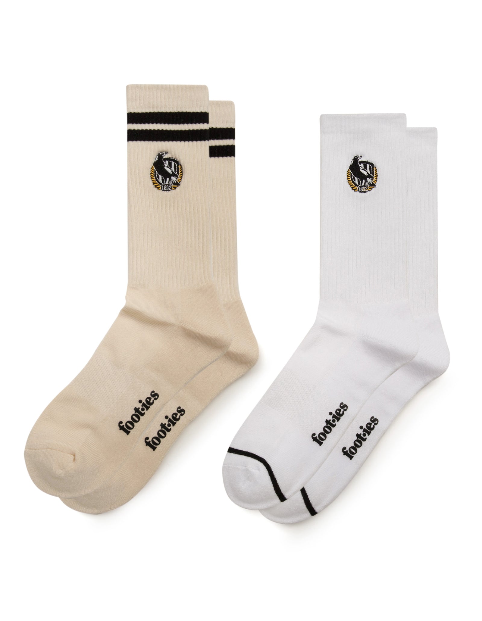 Collingwood Magpies Sneaker Sock 2 Pack - Image 1