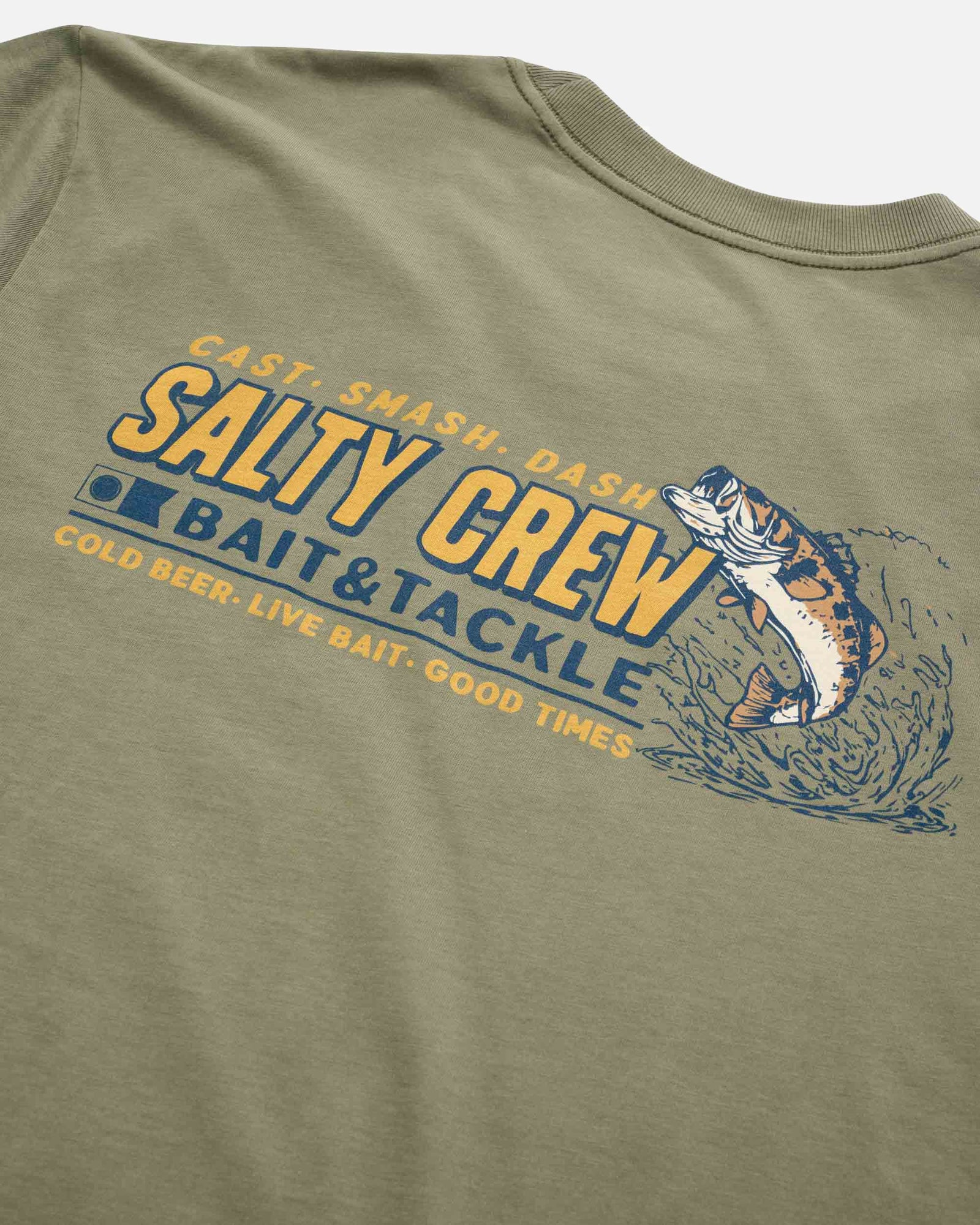 Mens Live Bait Premium T Shirt Dusty Olive - Image 4