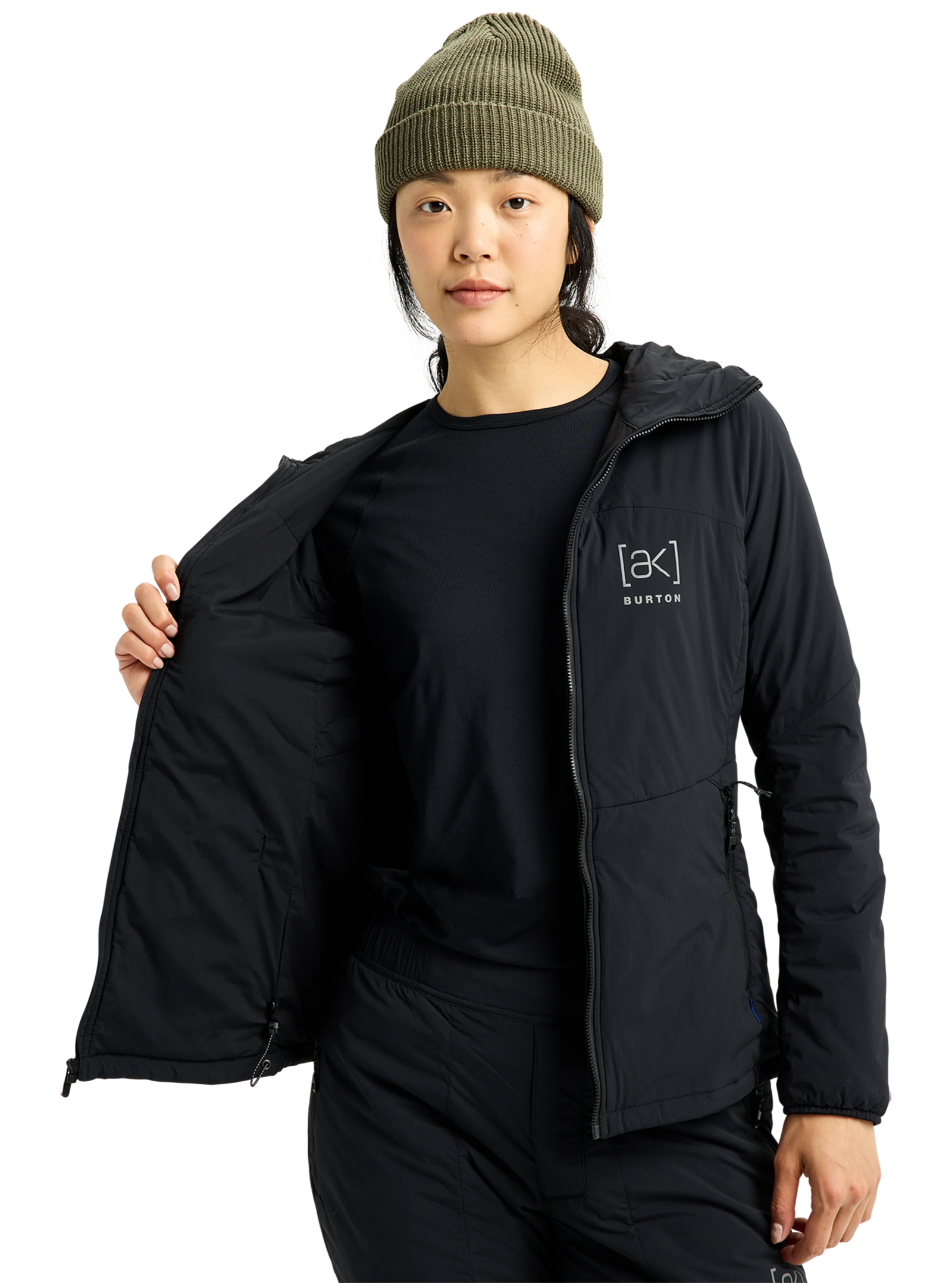 Womens [Ak] Helium Hooded Stretch Insulated Jacket True Black - Image 7
