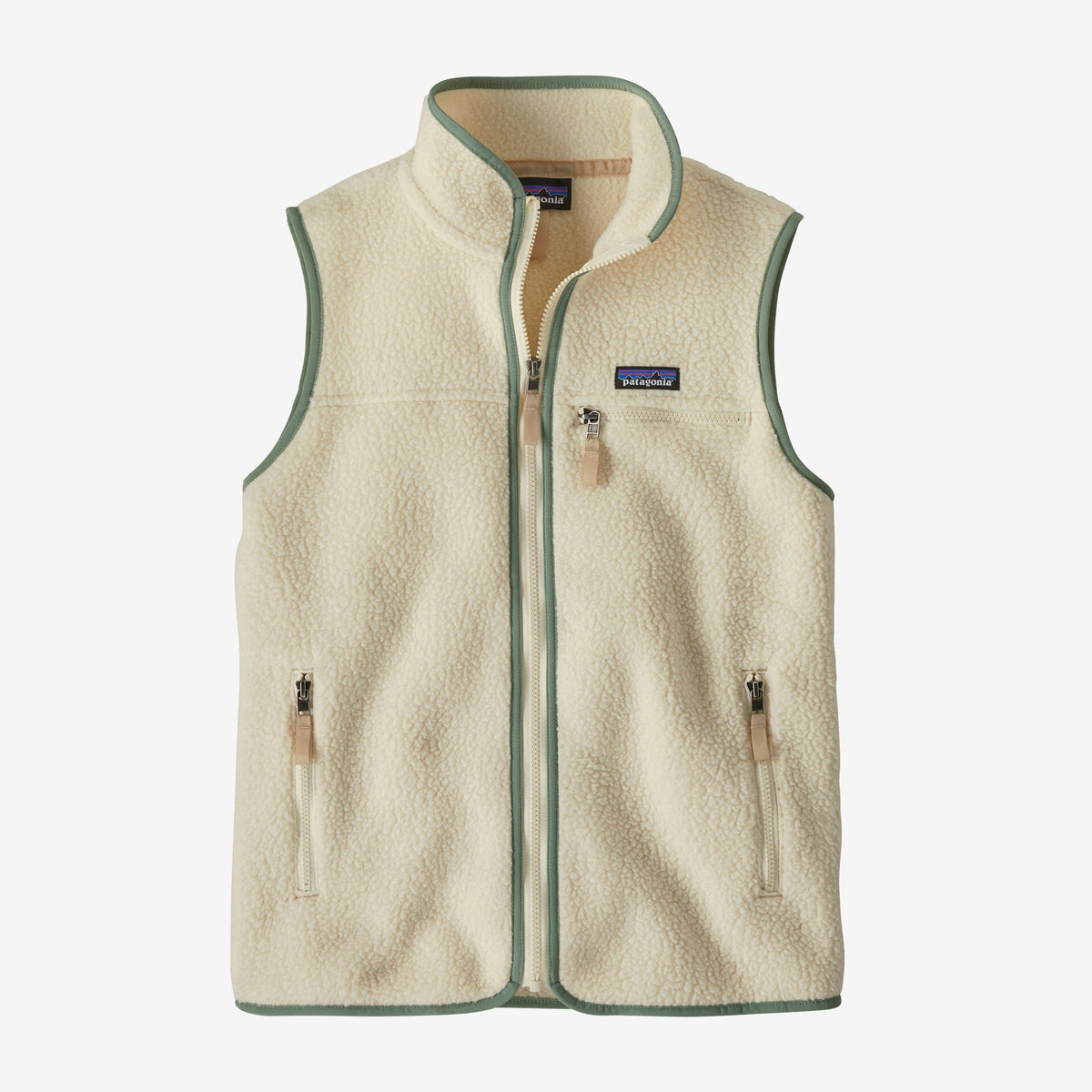Womens Retro Pile Vest Natural / Ellwood Green - Image 1