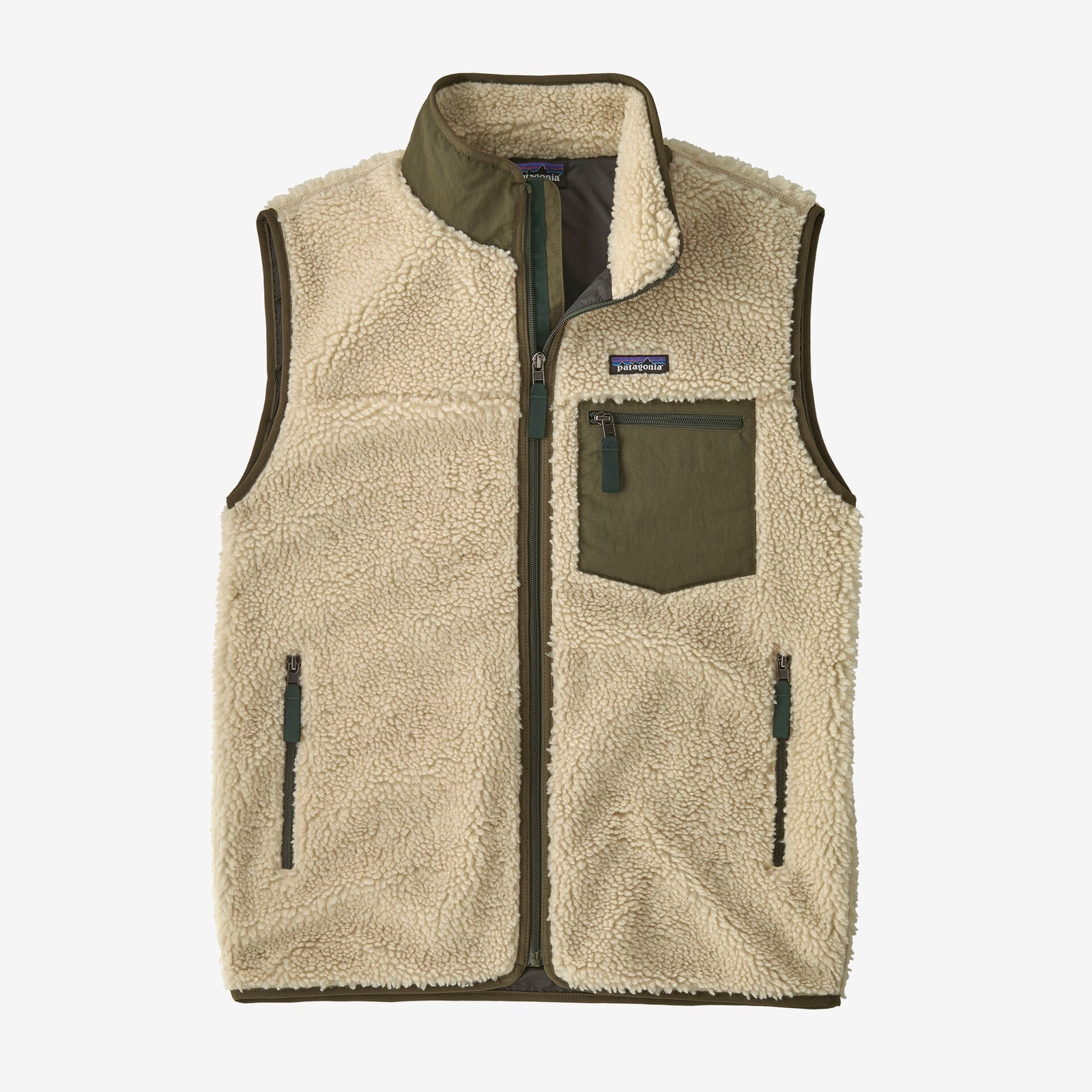 Mens Classic Retro-X Fleece Vest Dark Natural / Basin Green - Image 1