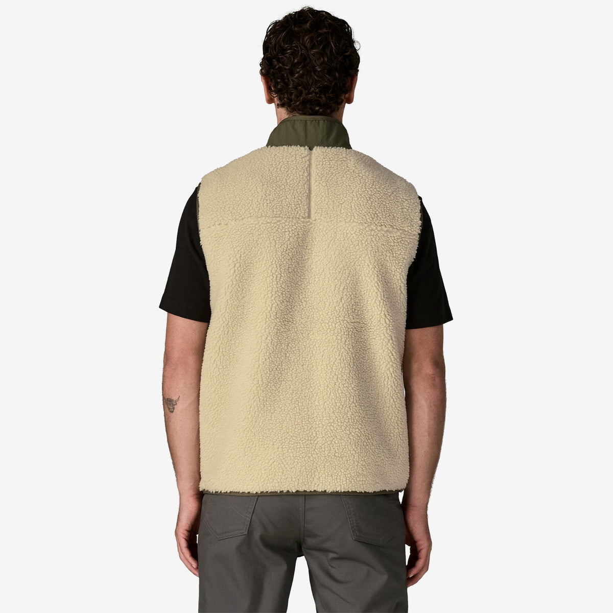 Mens Classic Retro-X Fleece Vest Dark Natural / Basin Green - Image 3