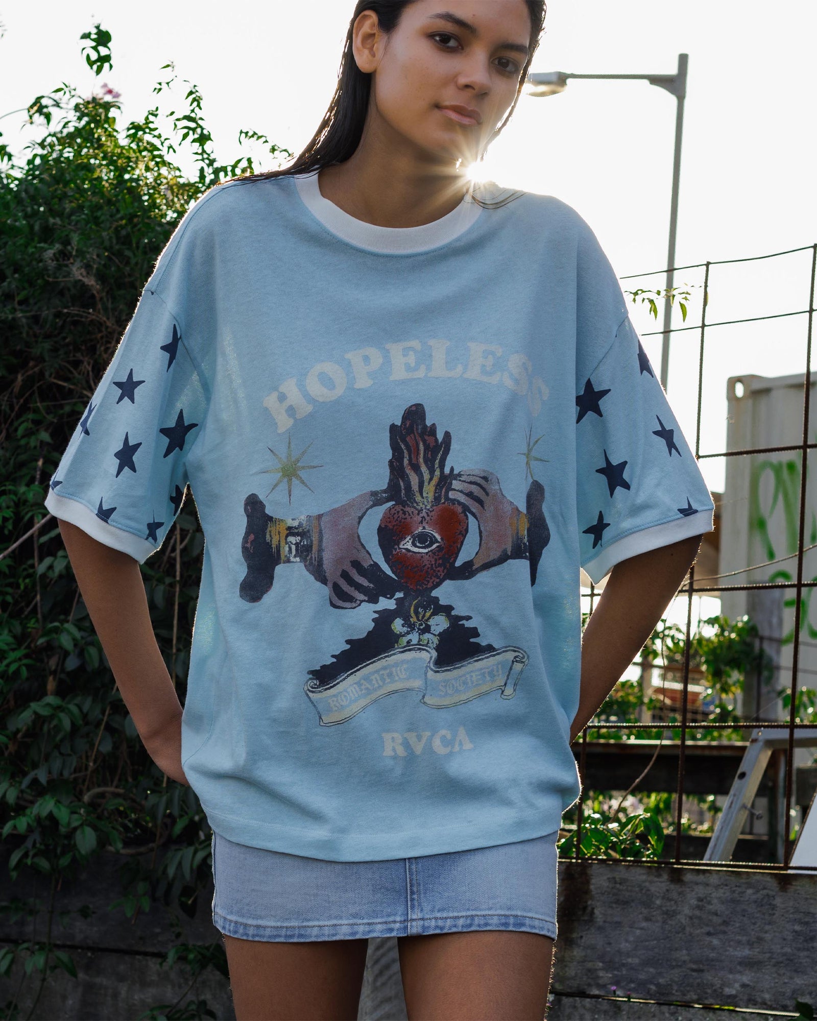 Womens Toni Ringer T Shirt Crystal Blue - Image 1