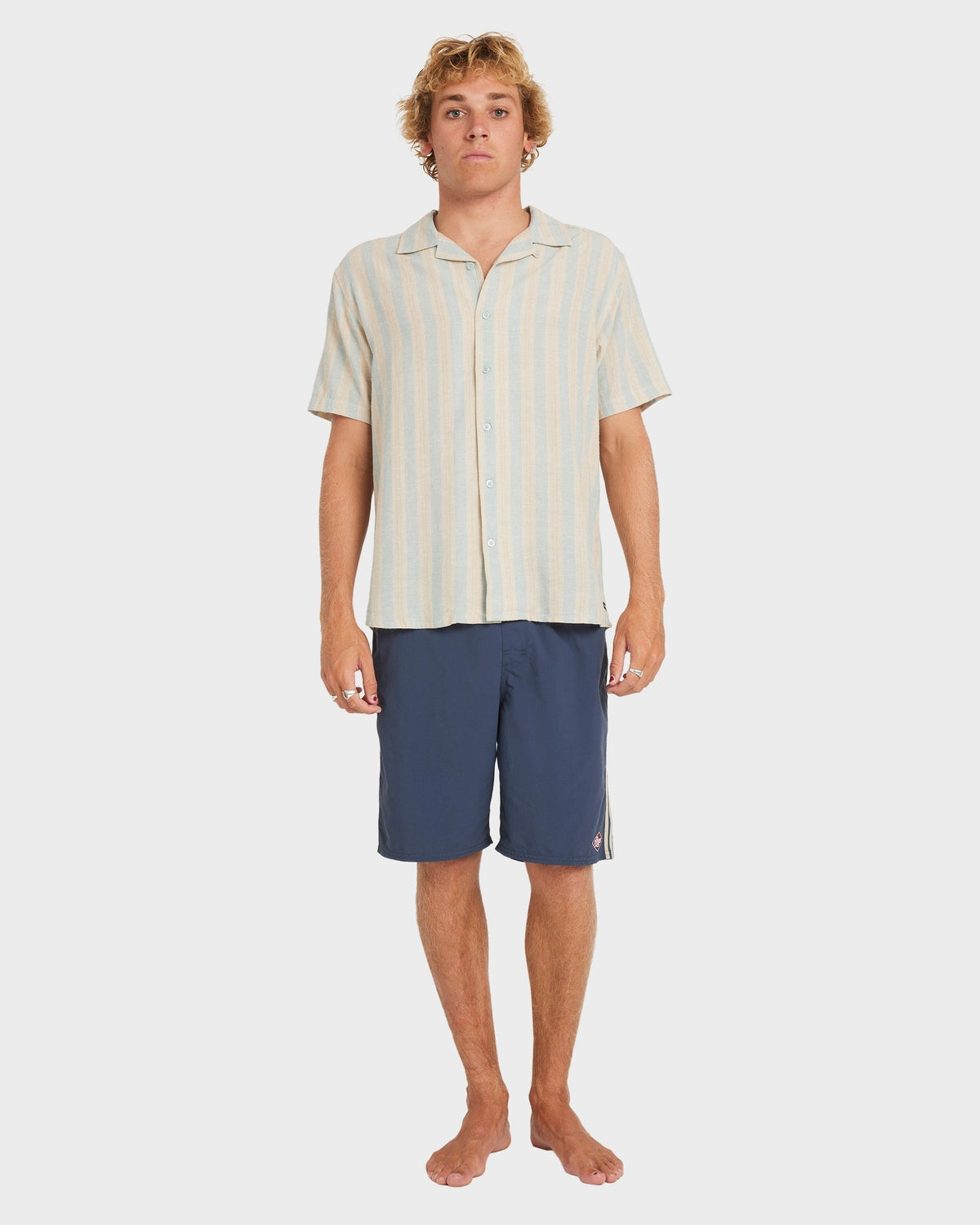 Mens Beat Stripe Dress Shirt Chambray - Image 5