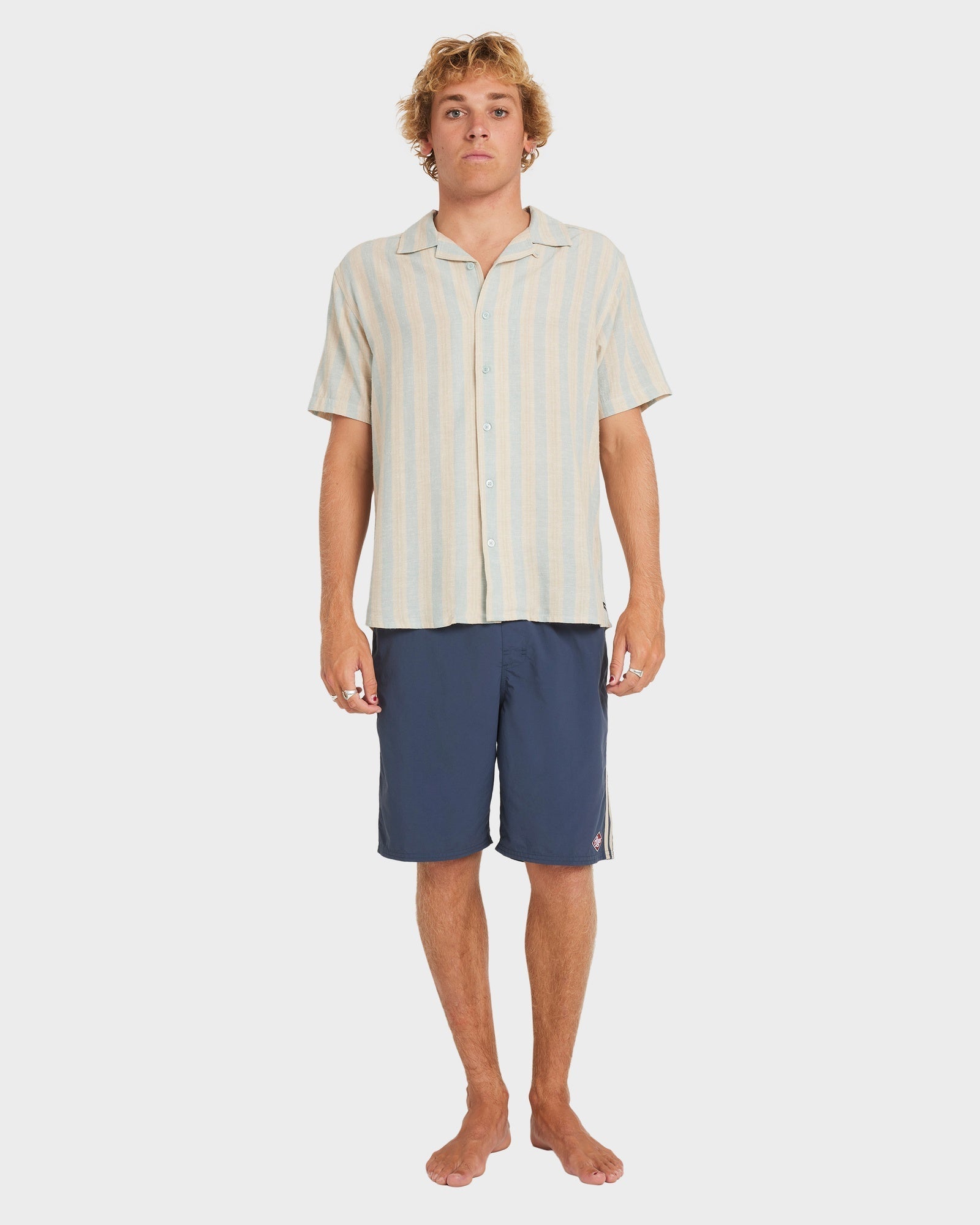 Mens Beat Stripe Dress Shirt Chambray - Image 5