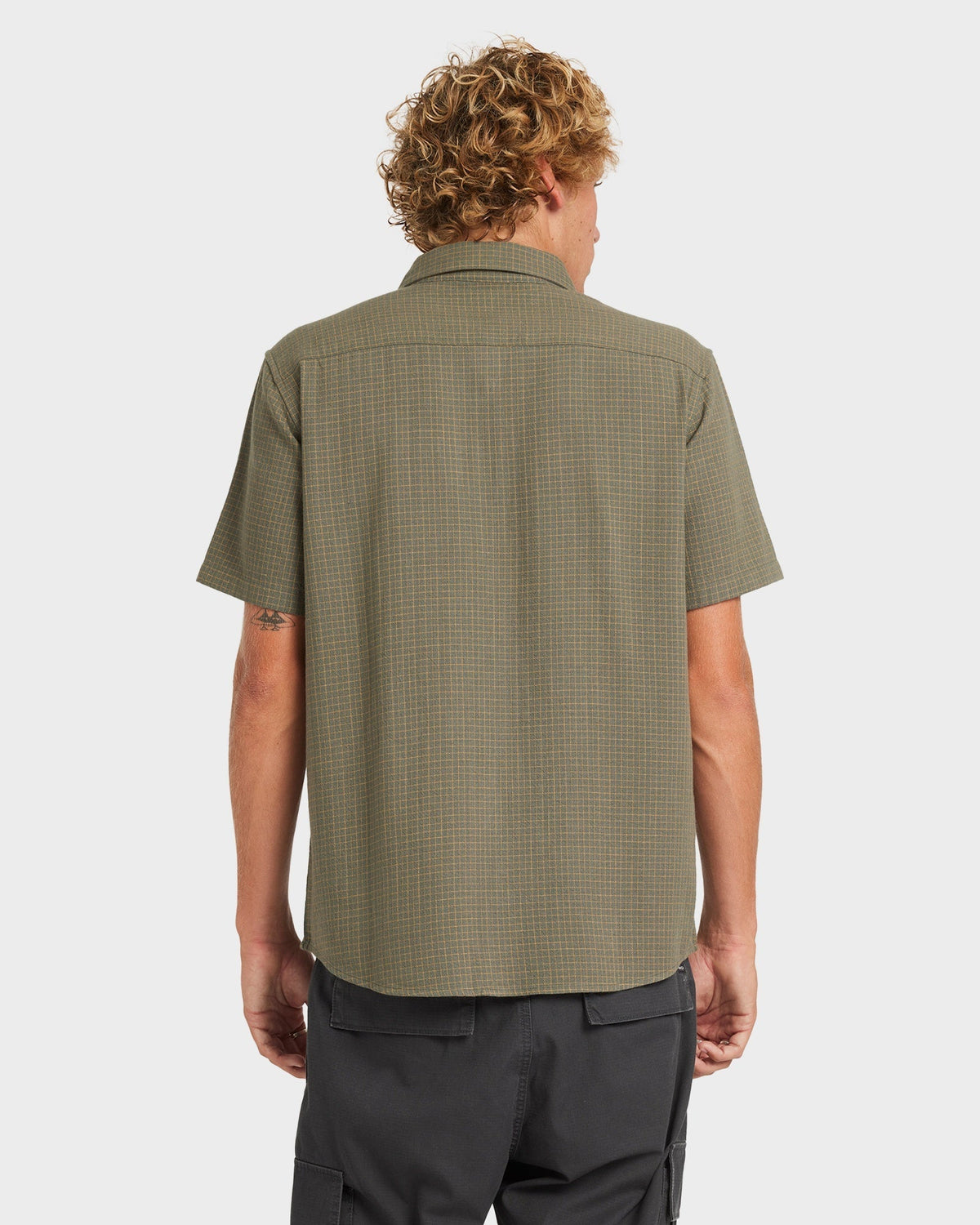 Mens Costa Plaid Dress Shirt Sage Leaf - Image 4