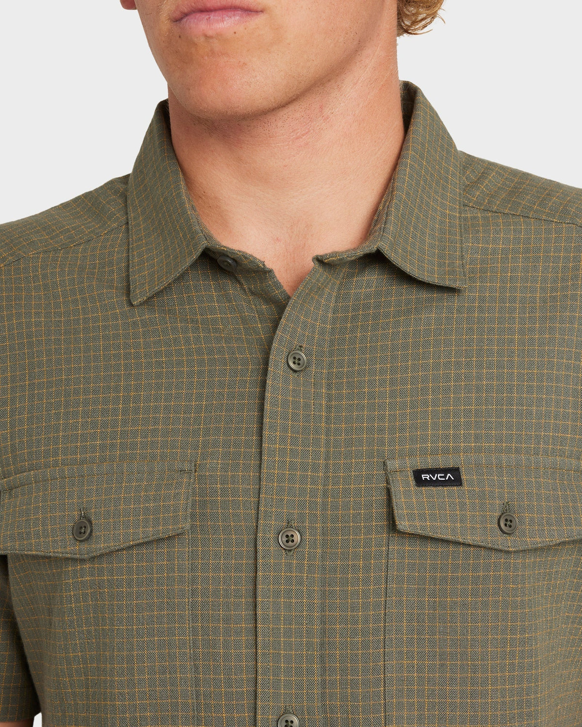 Mens Costa Plaid Dress Shirt Sage Leaf - Image 3
