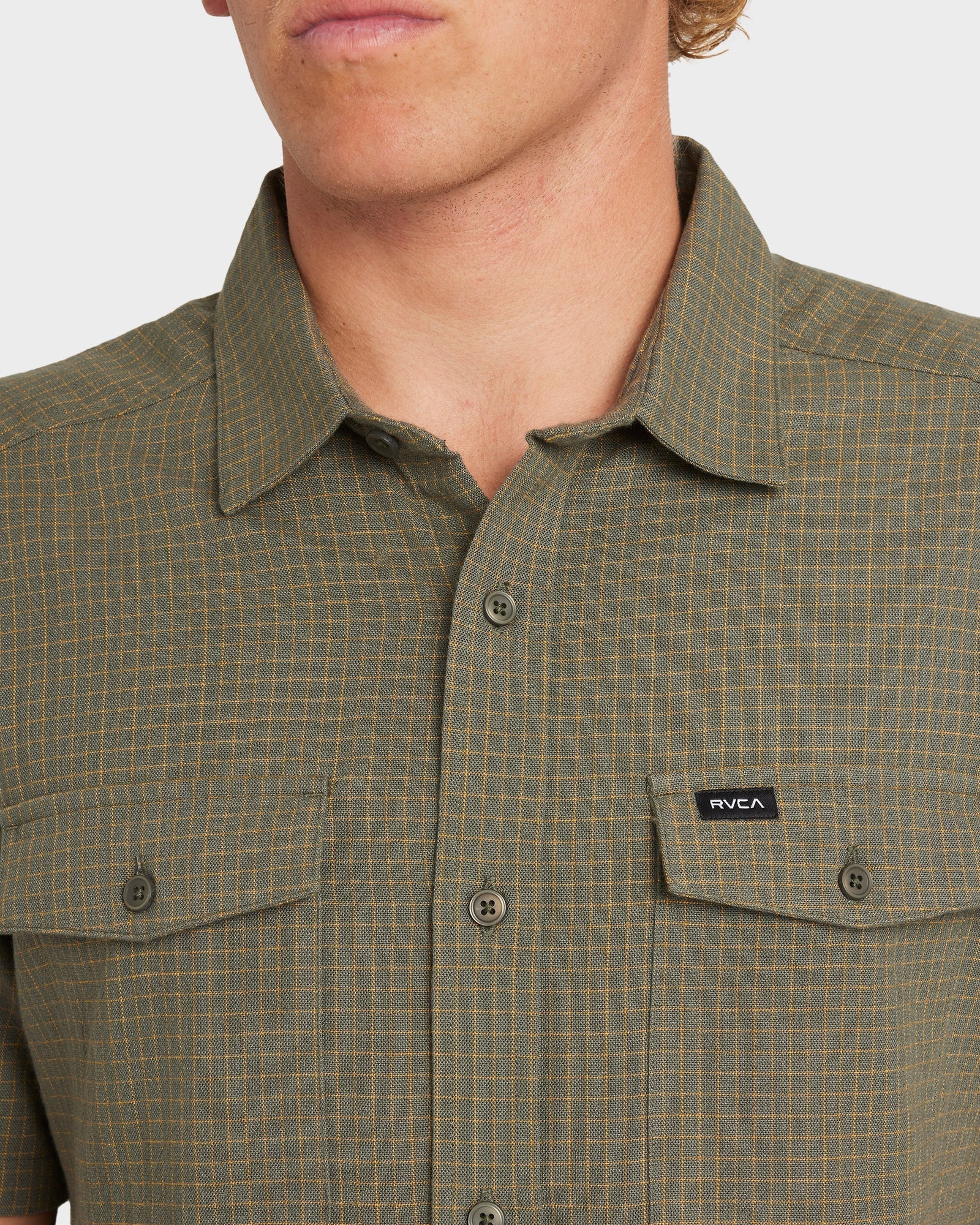 Mens Costa Plaid Dress Shirt Sage Leaf - Image 3