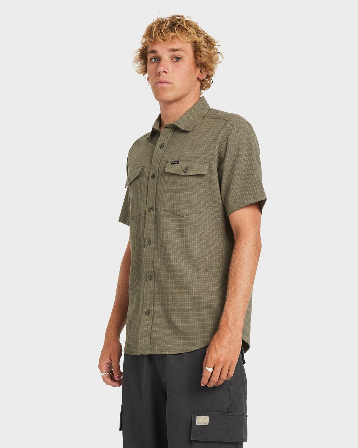 Mens Costa Plaid Dress Shirt Sage Leaf - Image 2