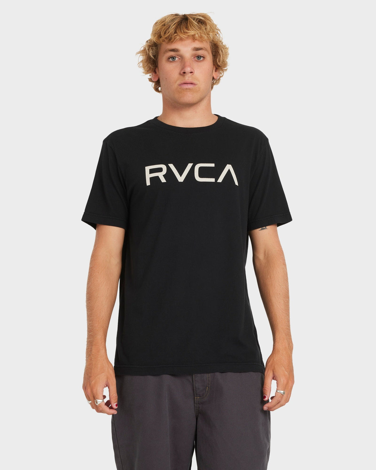 Mens Big Rvca T Shirt Black - Image 6