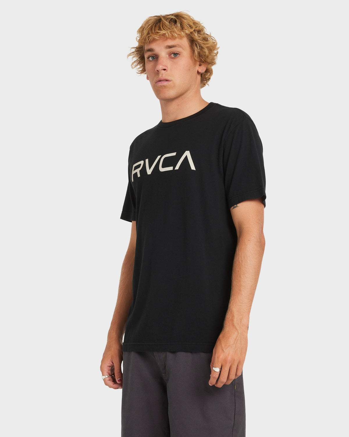 Mens Big Rvca T Shirt Black - Image 7