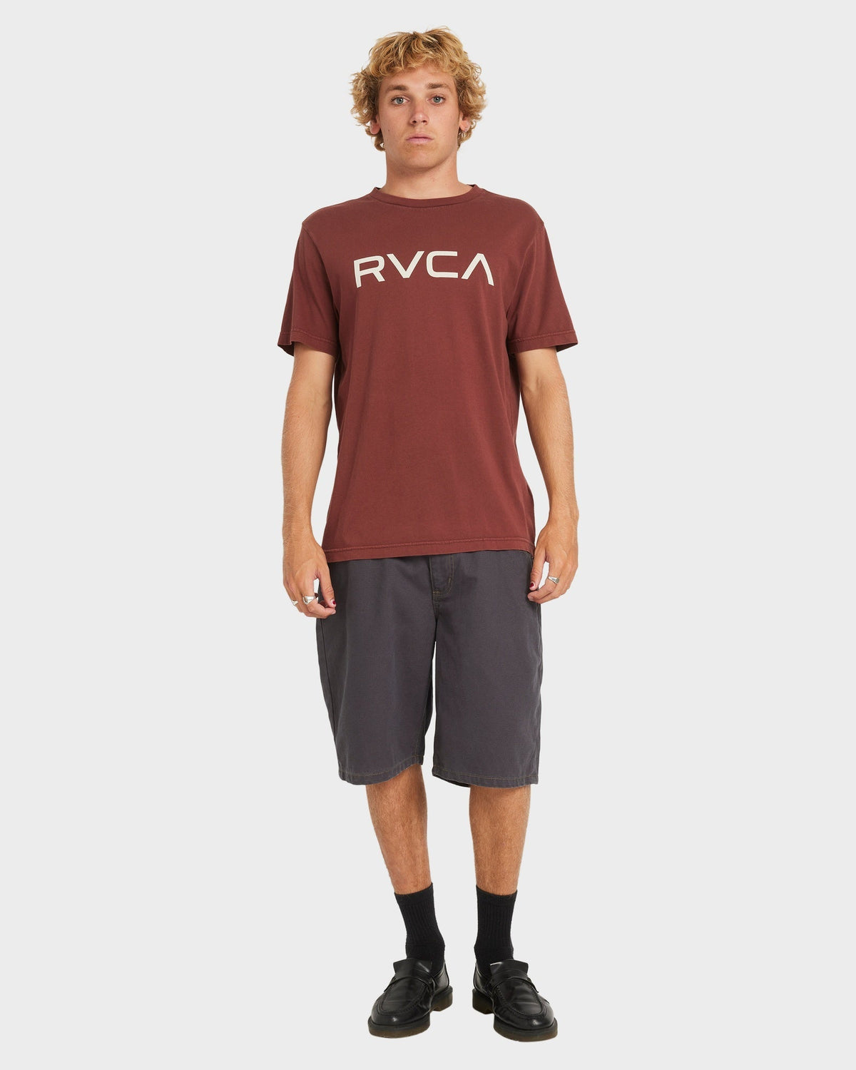 Mens Big Rvca T Shirt Red Earth - Image 15