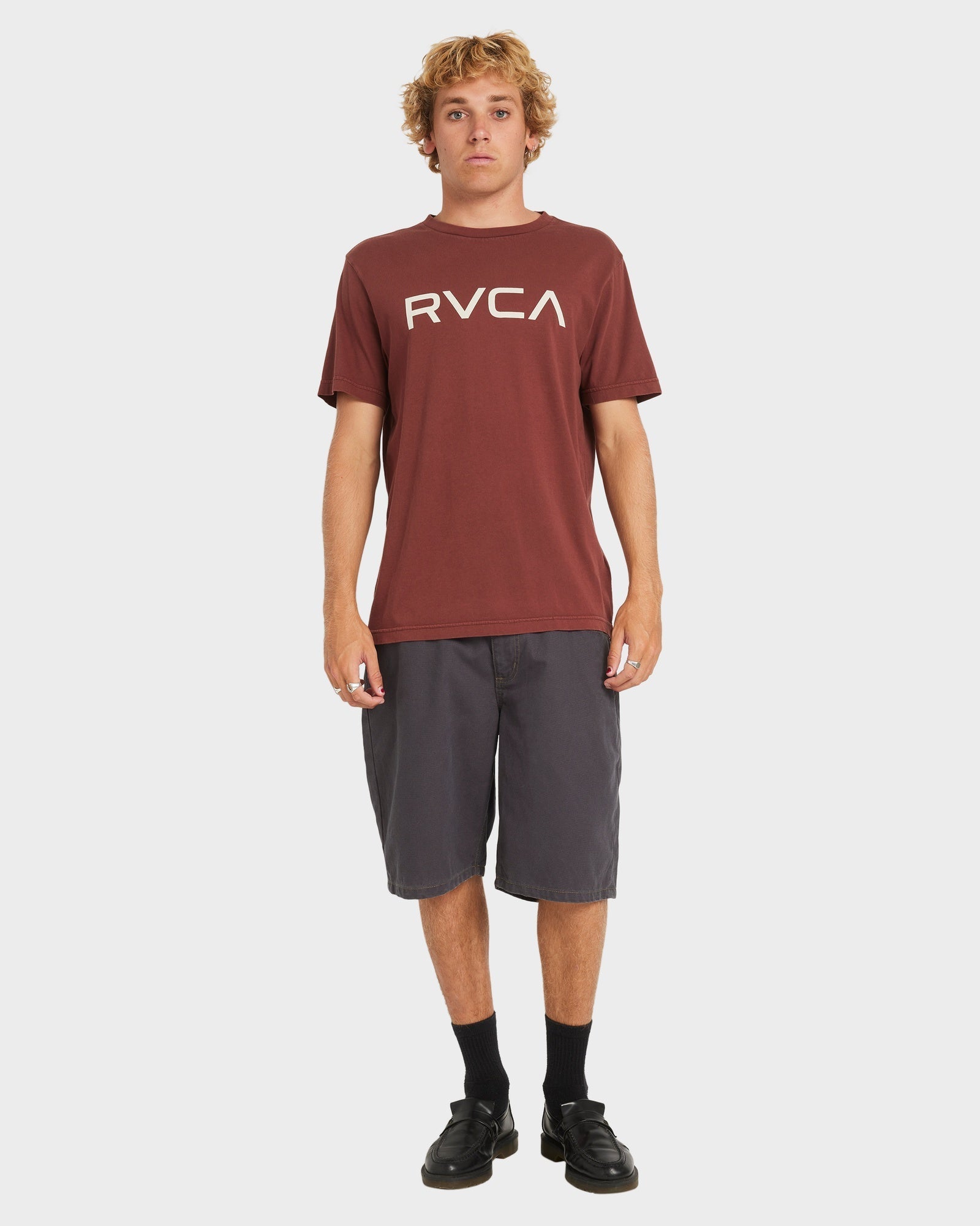 Mens Big Rvca T Shirt Red Earth - Image 15