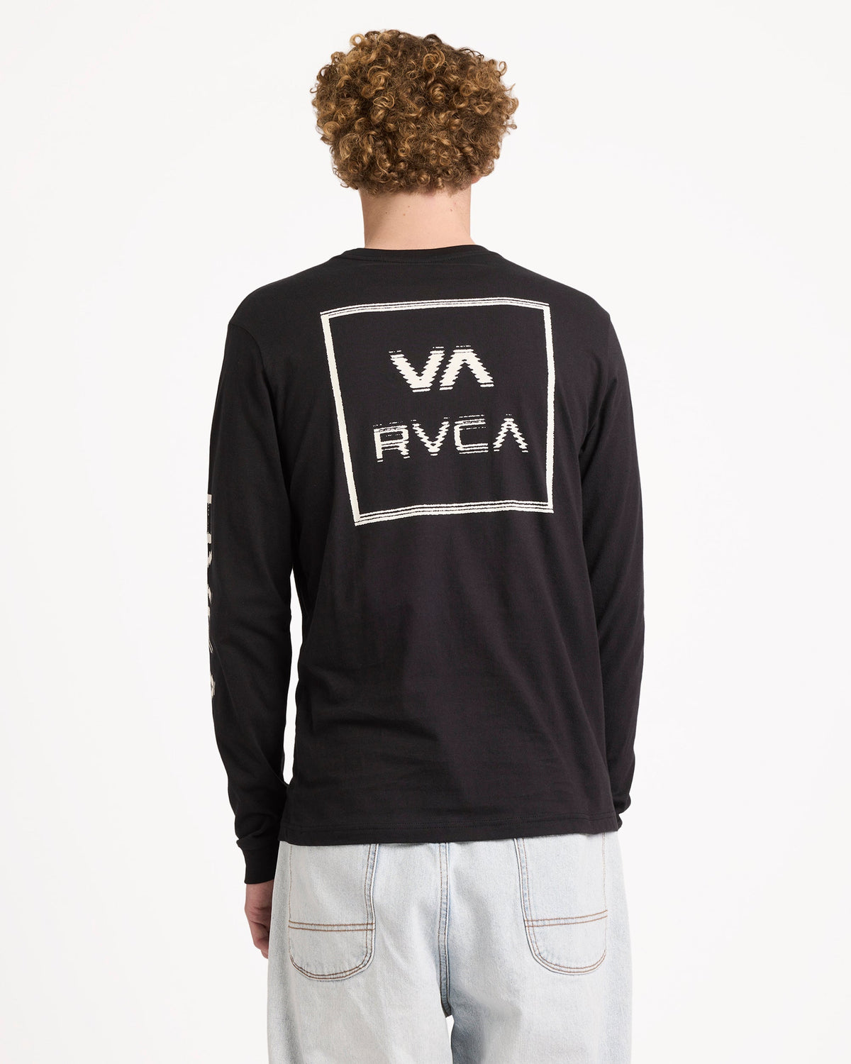 Mens Big RVCA Glitch Long Sleeve T Shirt Black - Image 2