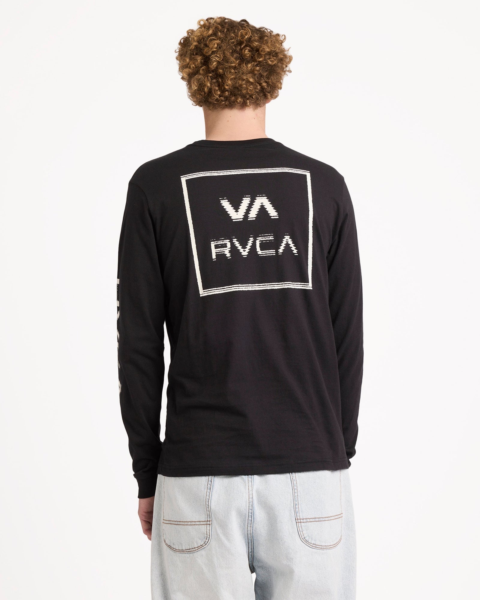 Mens Big RVCA Glitch Long Sleeve T Shirt Black - Image 2
