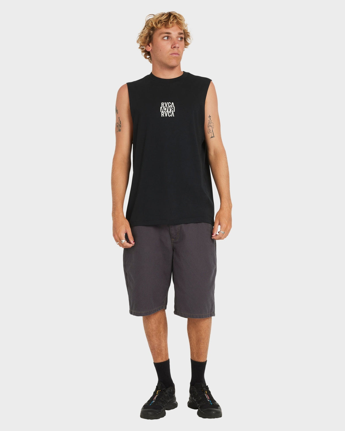 Mens Staxed Muscle T Shirt Black - Image 5