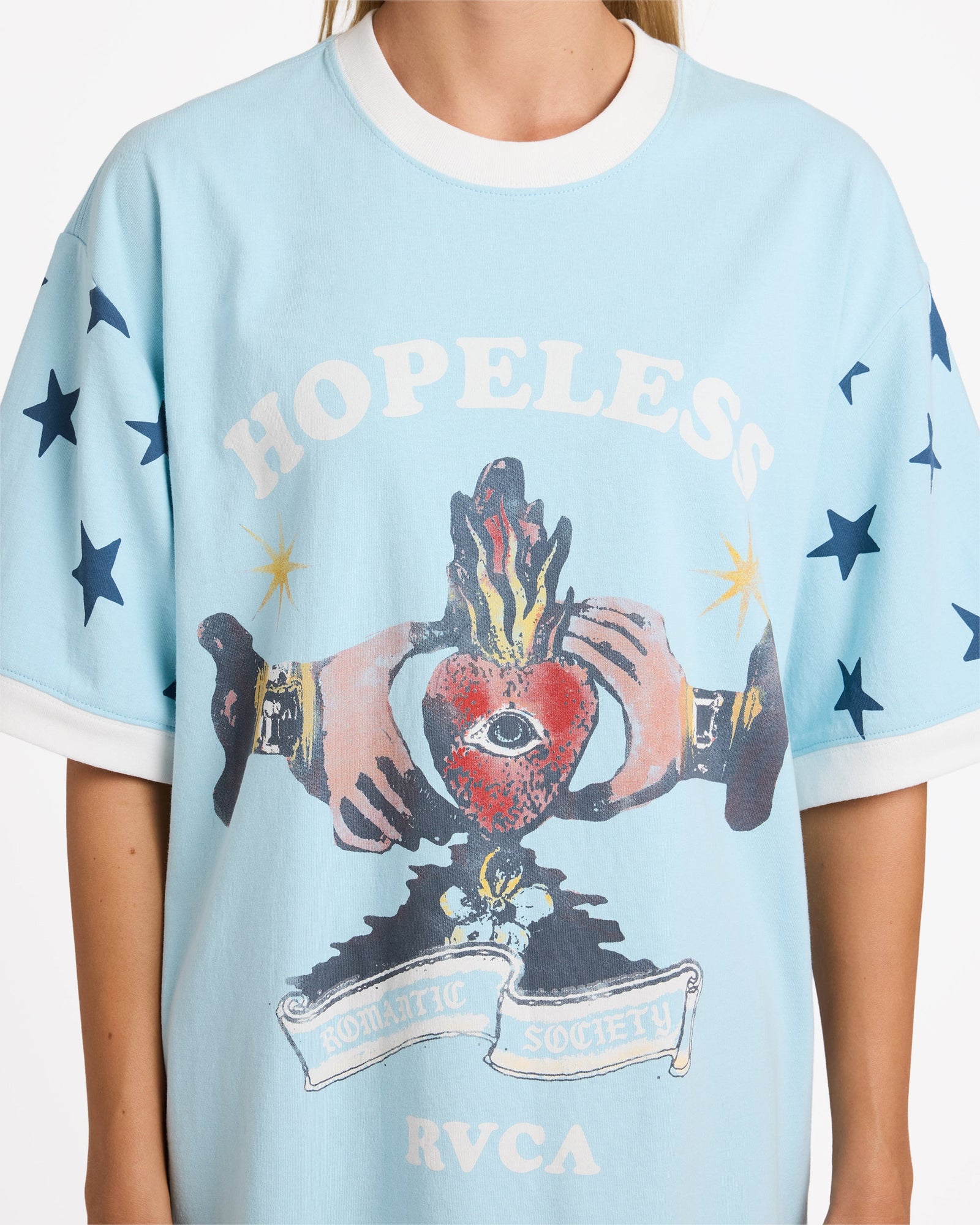 Womens Toni Ringer T Shirt Crystal Blue - Image 5