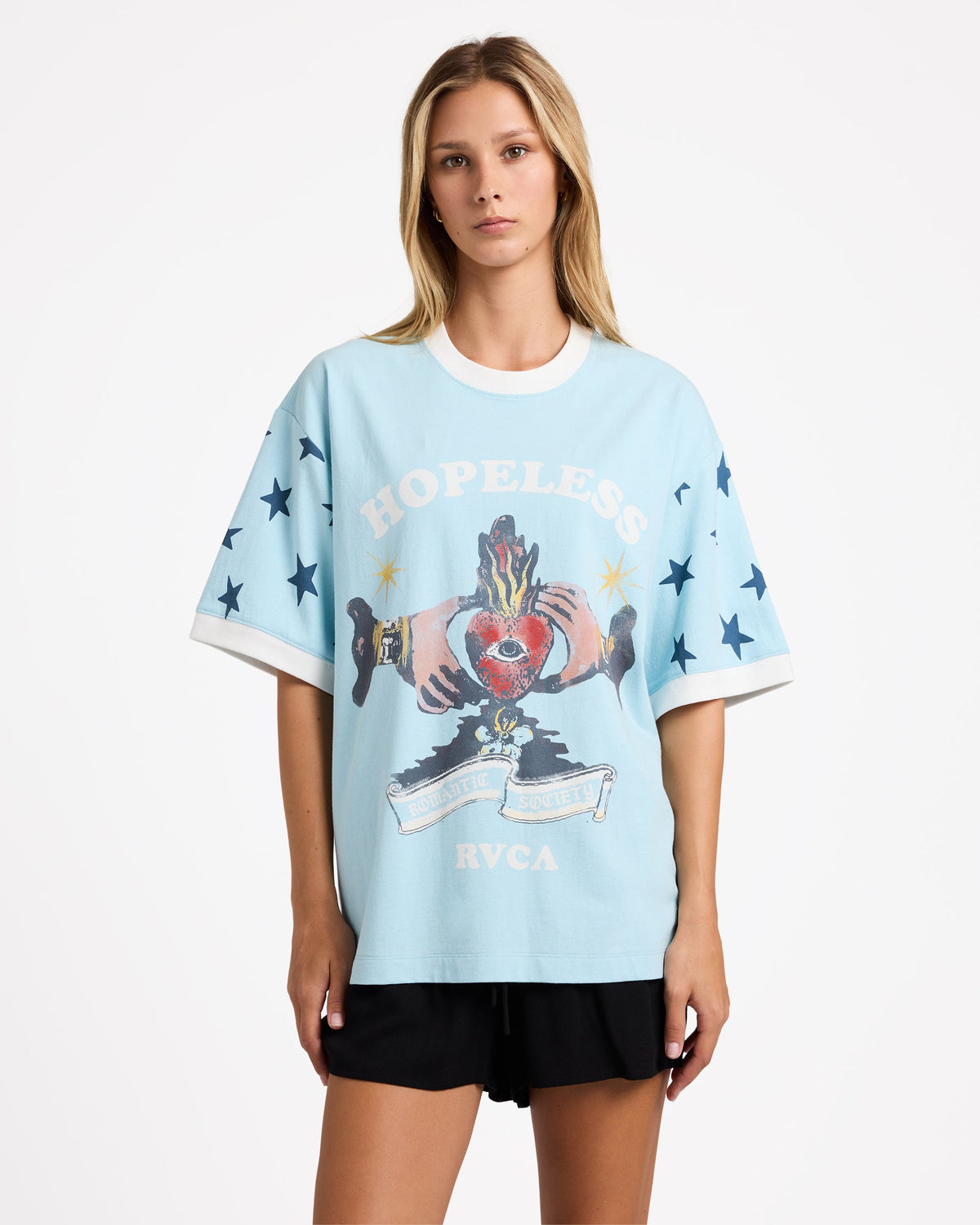 Womens Toni Ringer T Shirt Crystal Blue - Image 3
