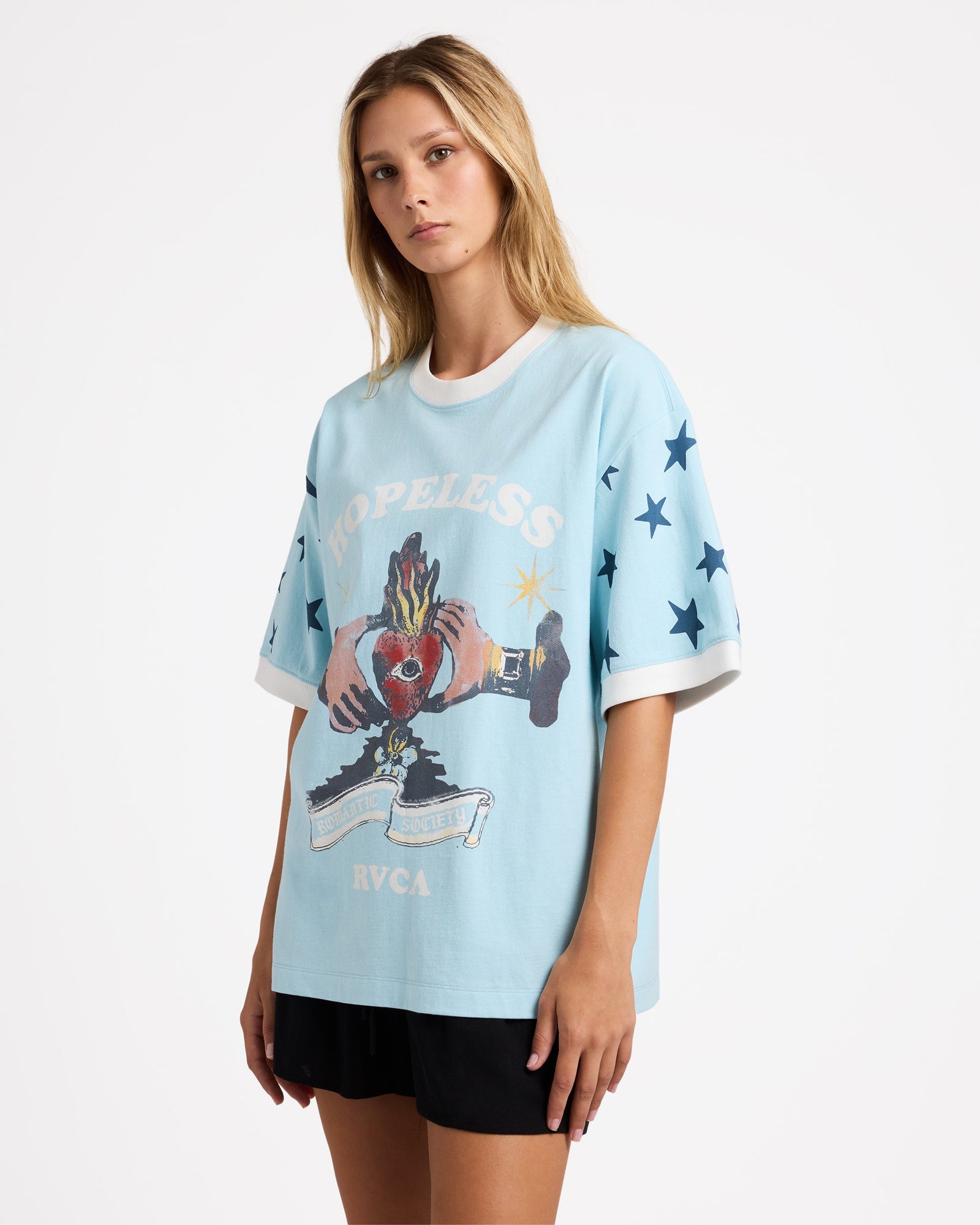 Womens Toni Ringer T Shirt Crystal Blue - Image 4