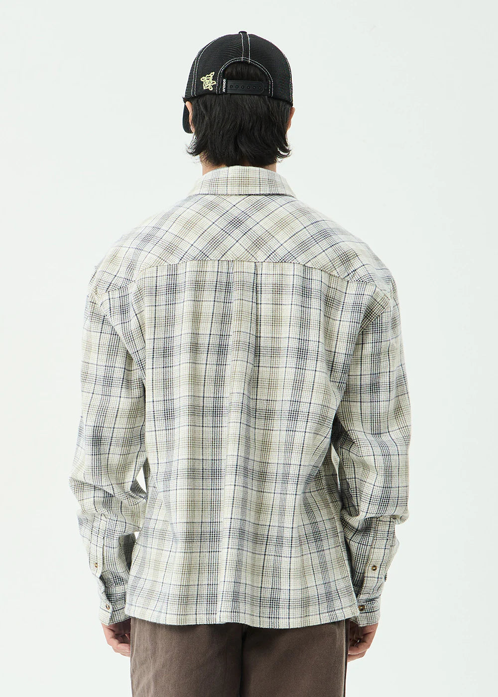 Mens Shelter Long Sleeve White Check - Image 6