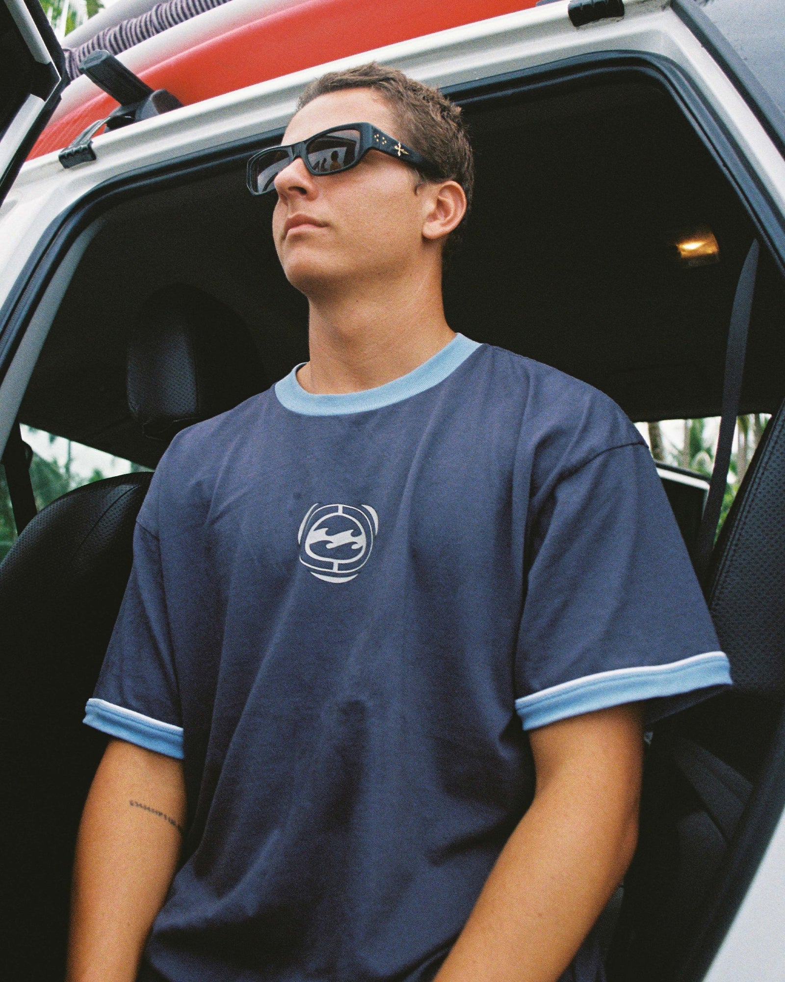 Mens Spec Ringer T Shirt Vintage Navy - Image 1
