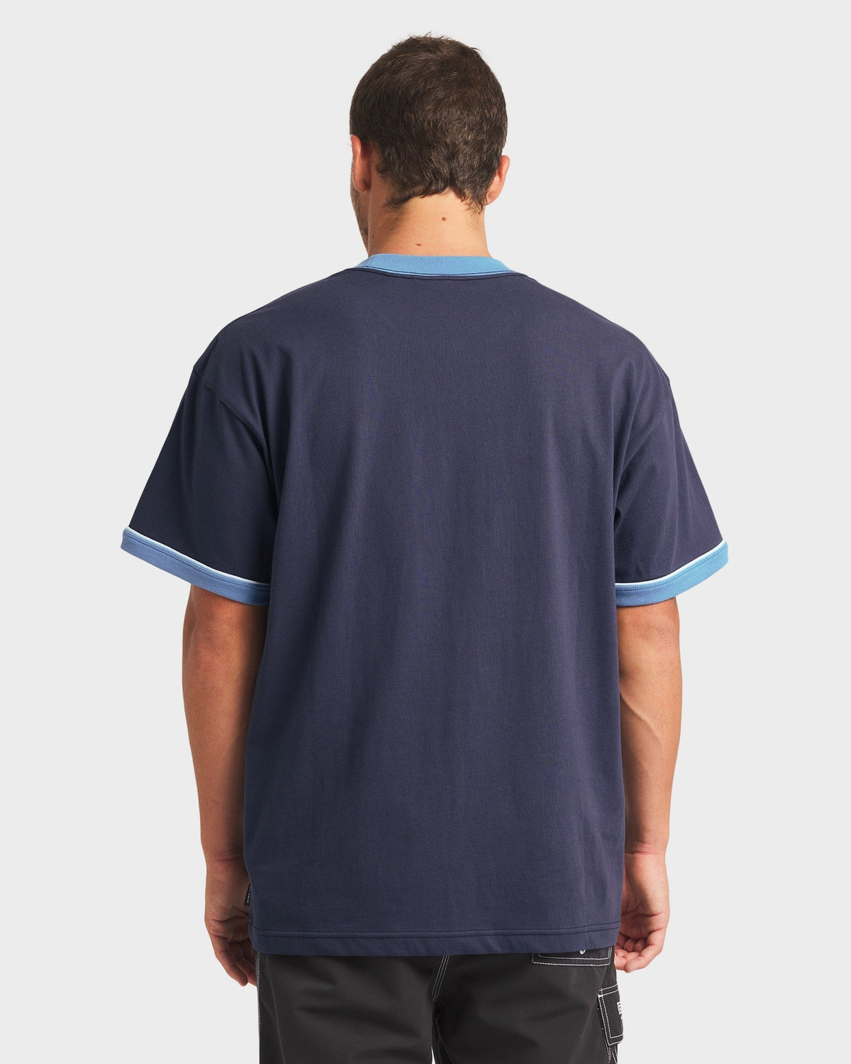 Mens Spec Ringer T Shirt Vintage Navy - Image 3