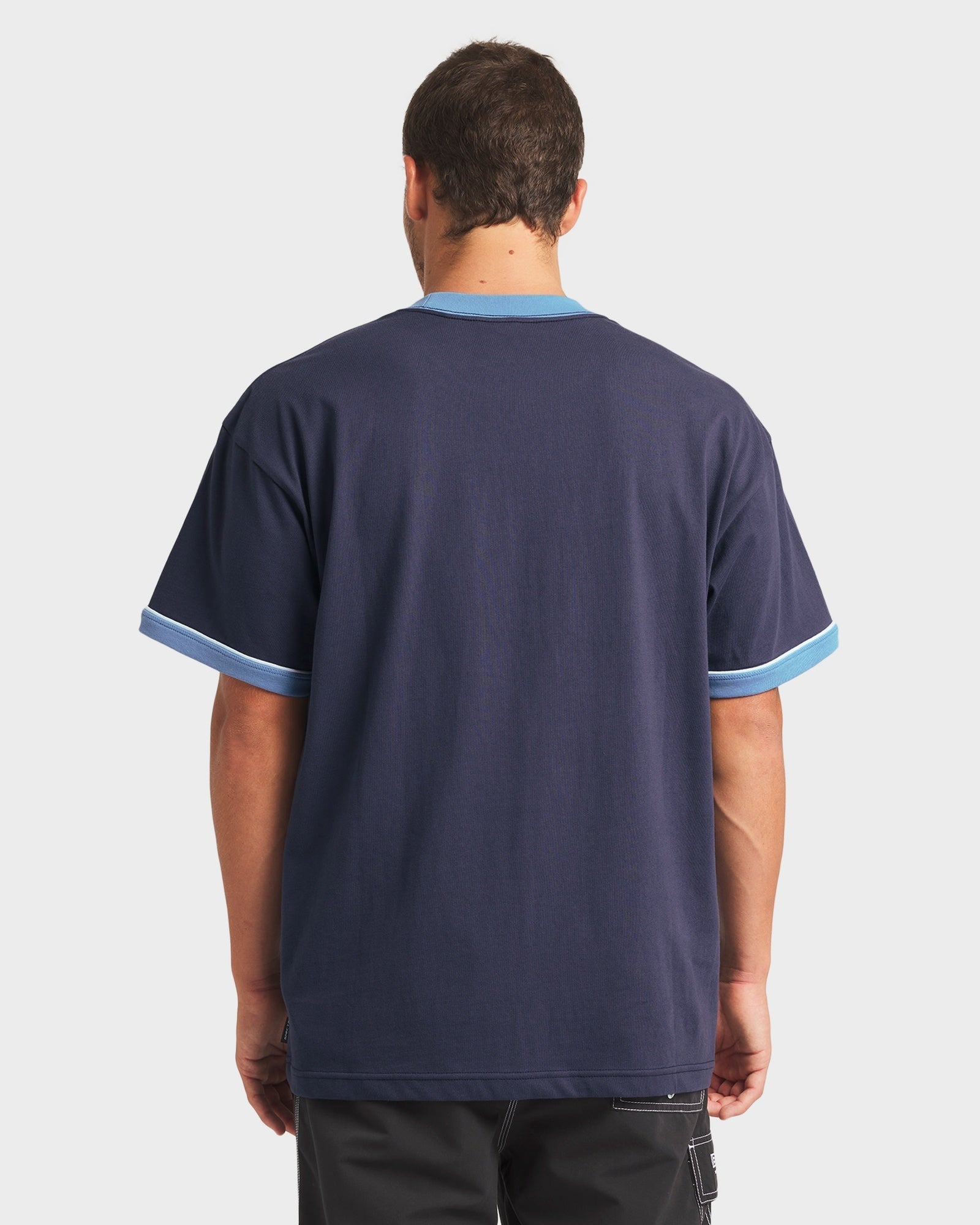 Mens Spec Ringer T Shirt Vintage Navy - Image 3